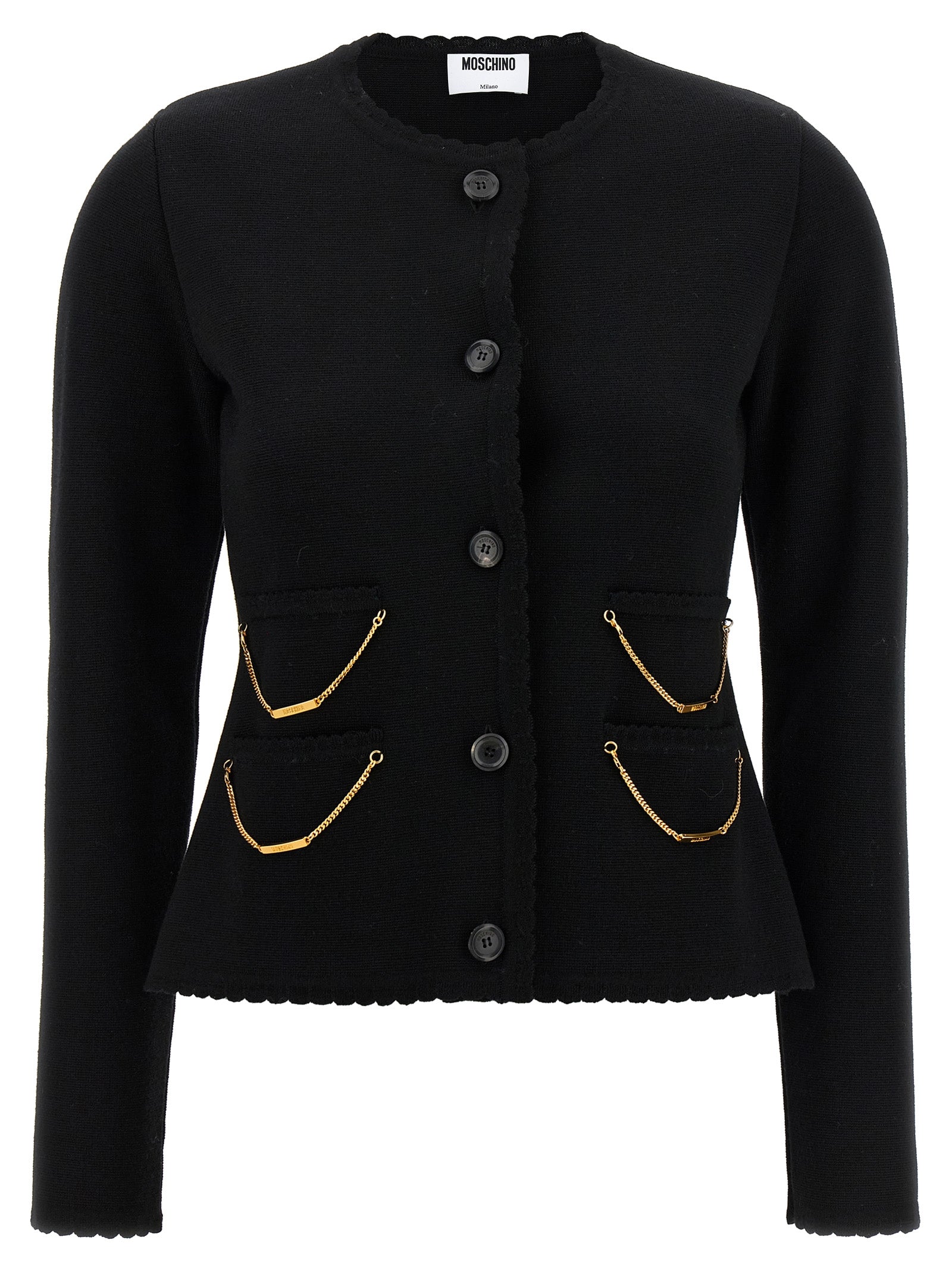 Moschino Black Virgin Wool Cardigan