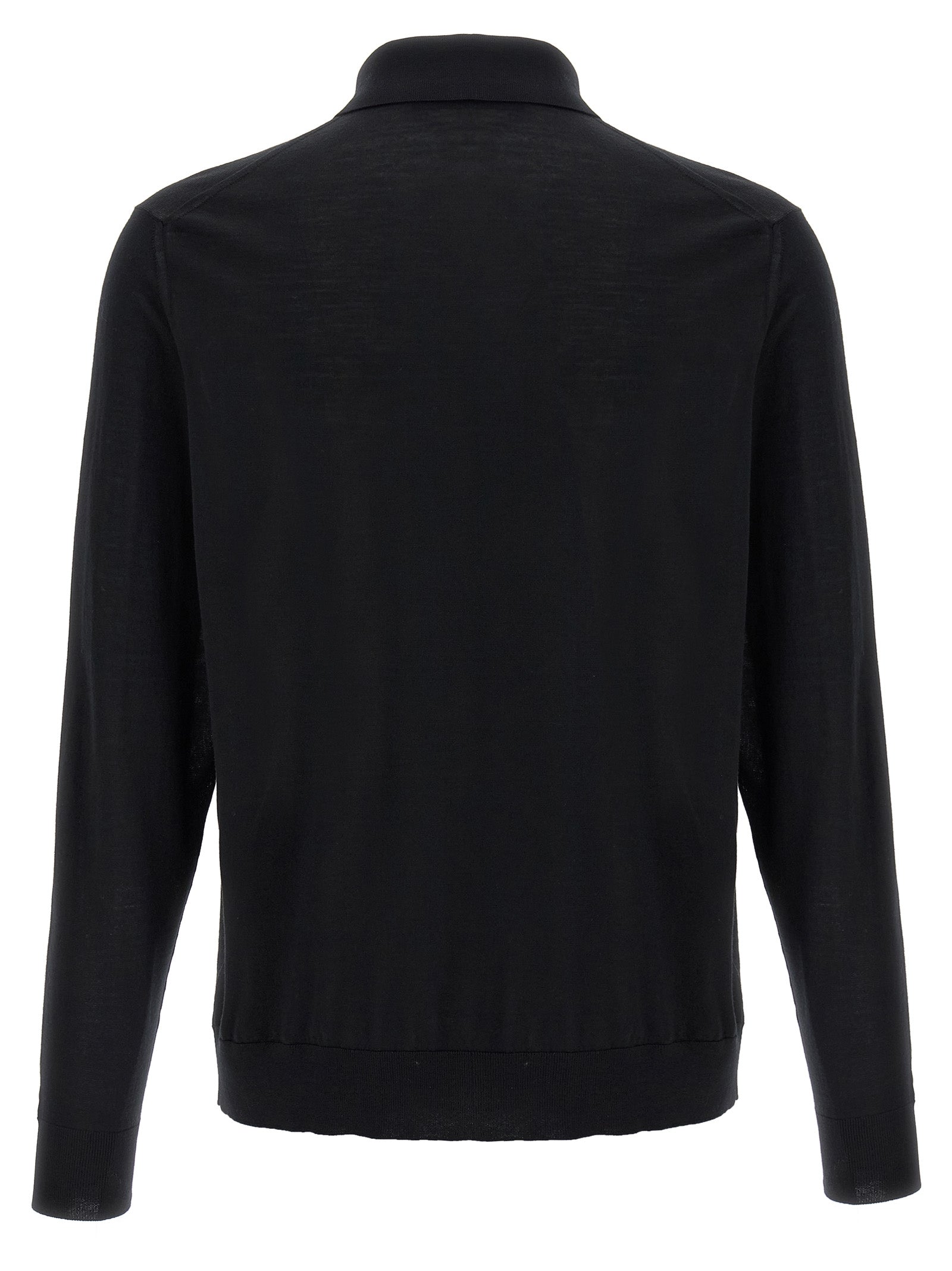 Kiton Black Wool Polo Shirt