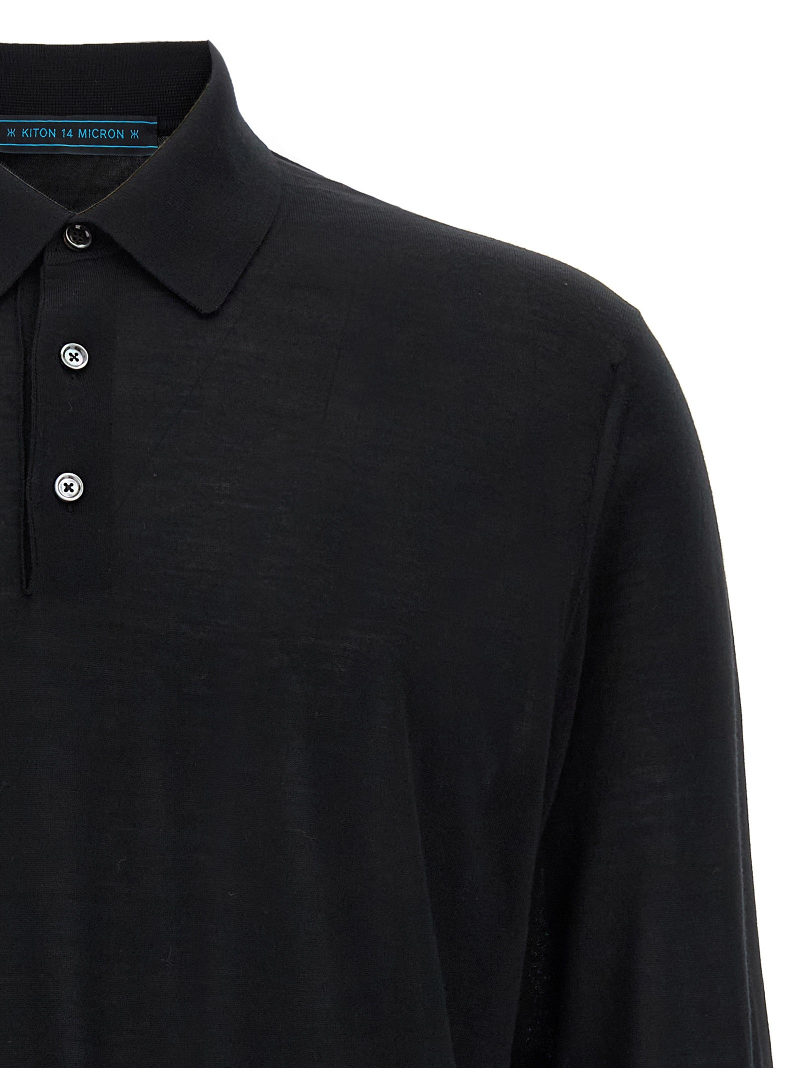 Kiton Black Wool Polo Shirt