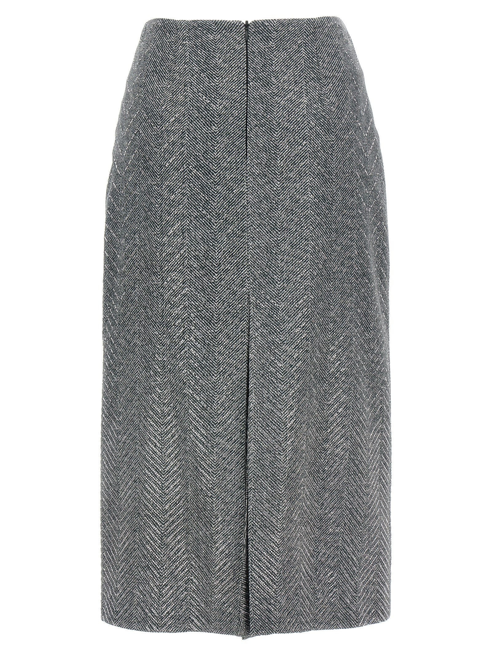 Ermanno Scervino Gray Silk Midi Skirt