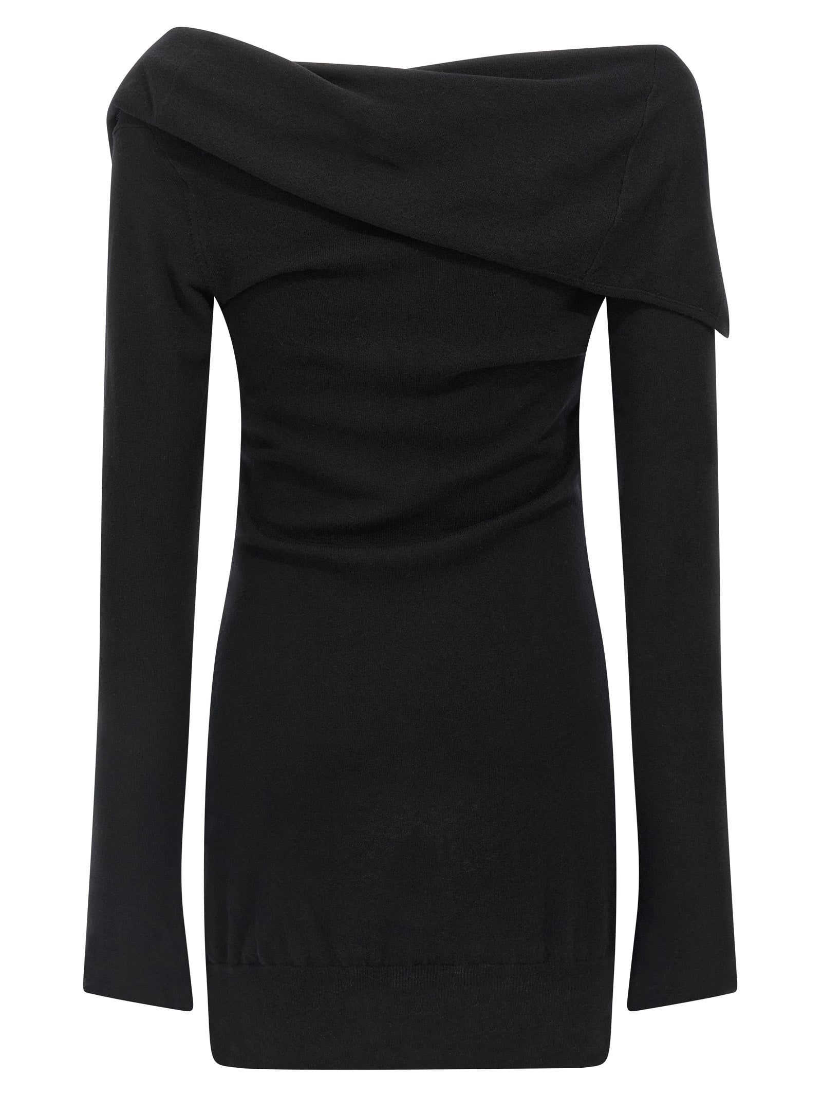 The Attico Black Virgin Wool Short Dress
