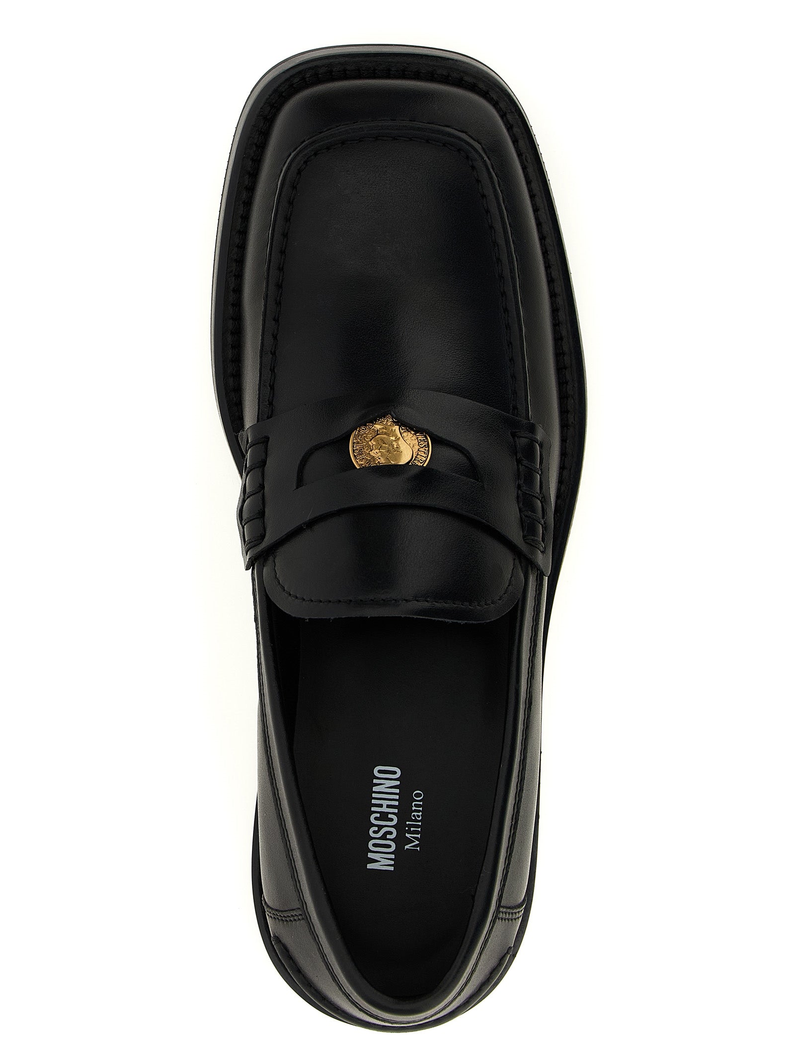 Moschino Black Velvet Leather Slip-On Loafers