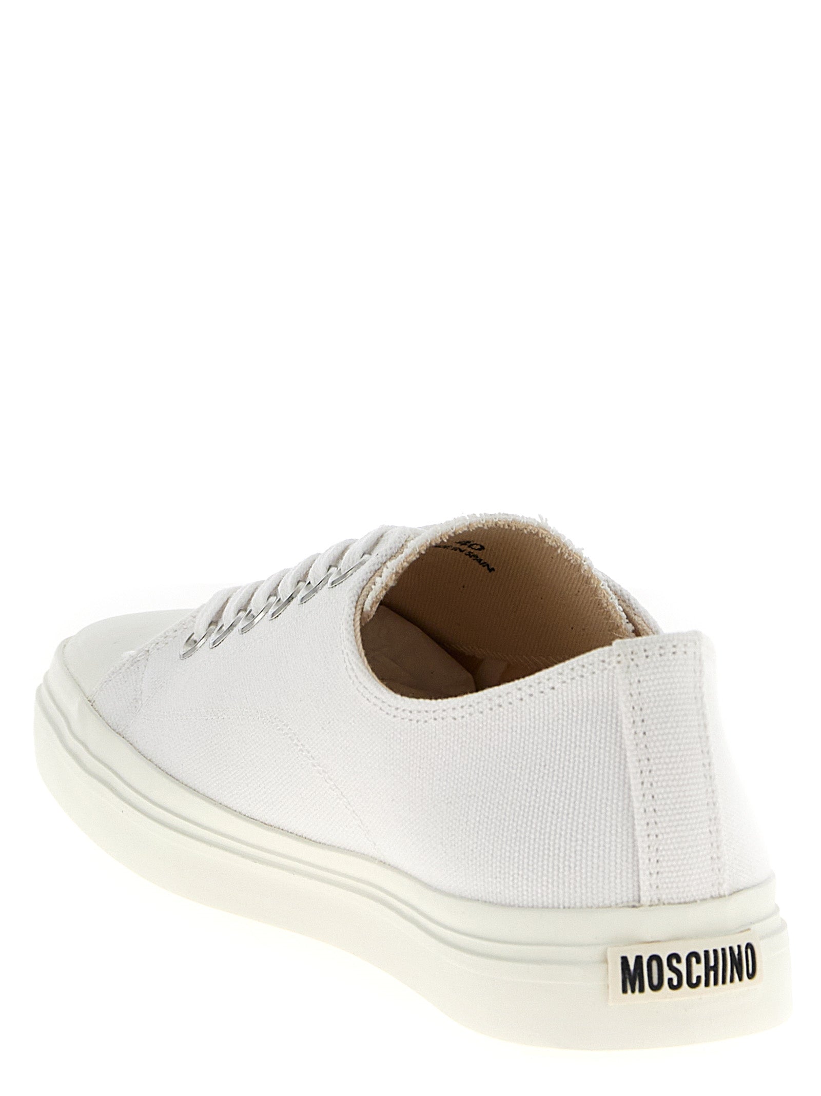 Moschino White Cotton Low Top Sneakers