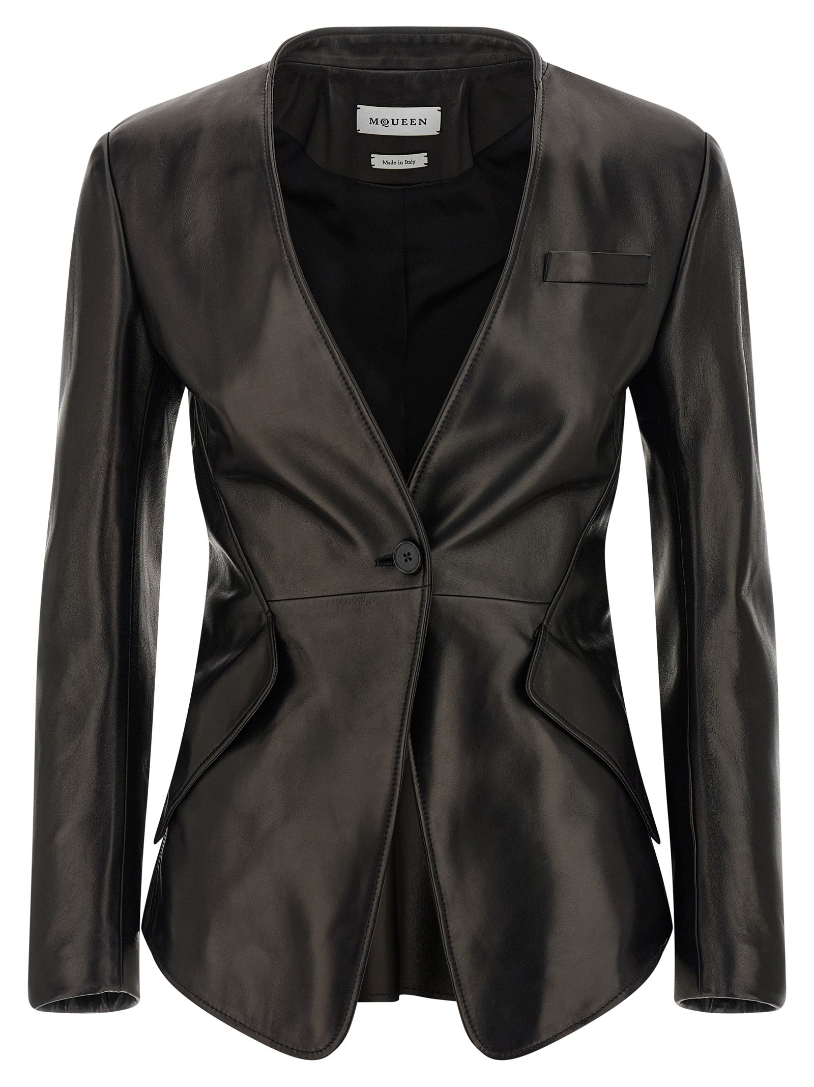 Alexander McQueen Black Lamb Leather Blazer