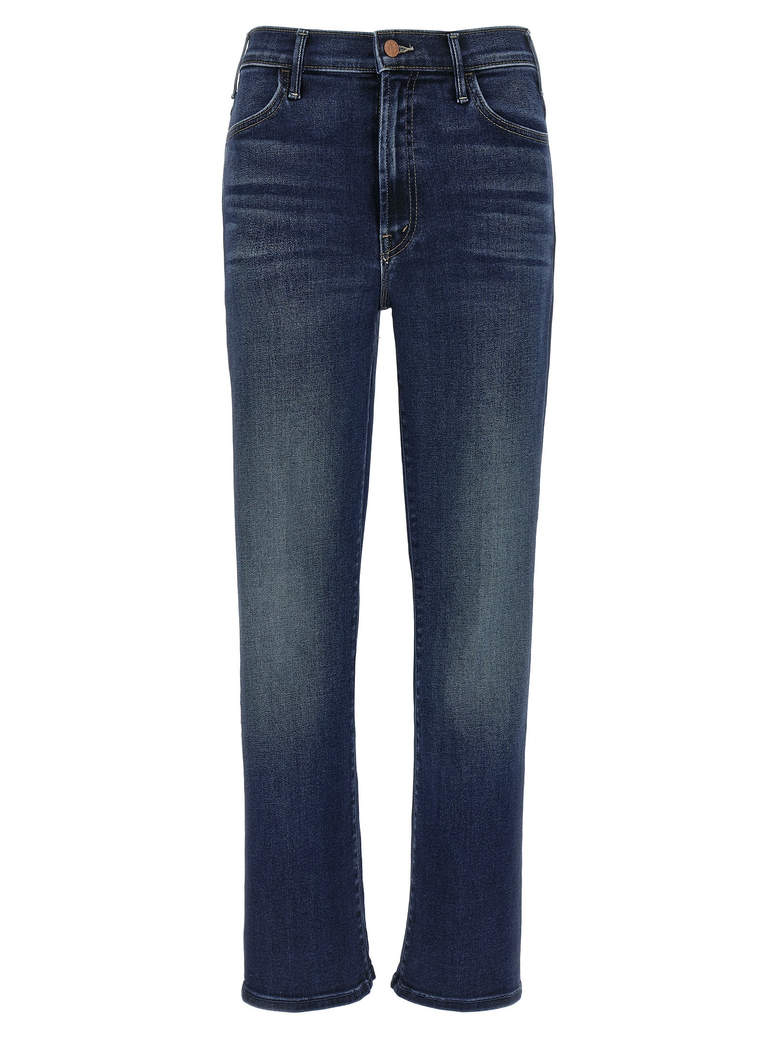 Mother Denim Blue Cotton Flared Jeans
