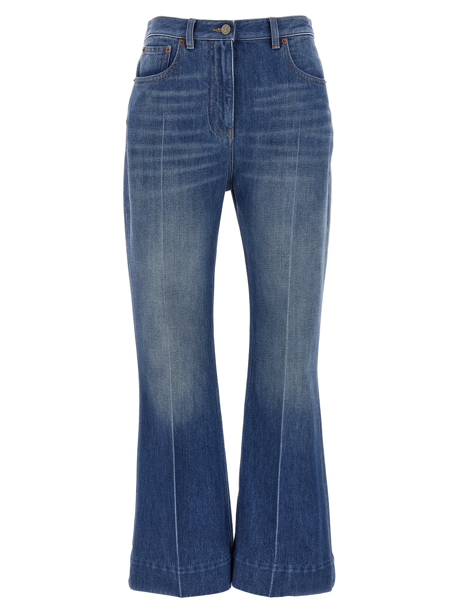 Valentino Garavani Blue Cotton Flared Jeans