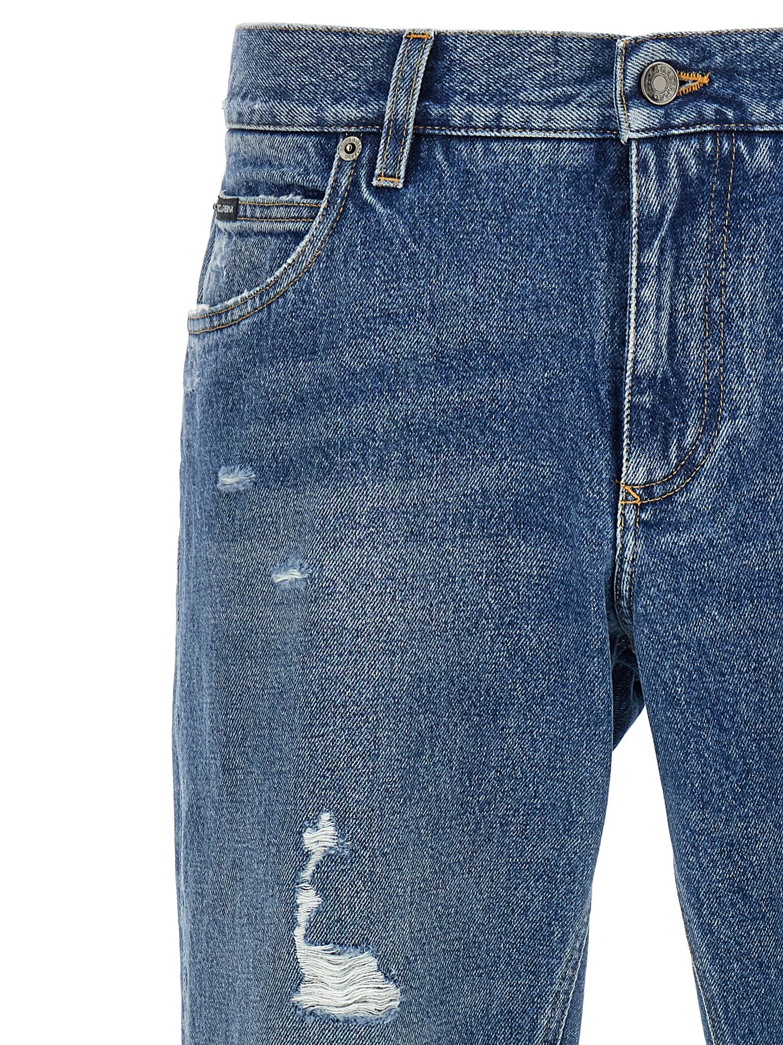 Dolce & Gabbana Blue Cotton Straight-Leg Jeans