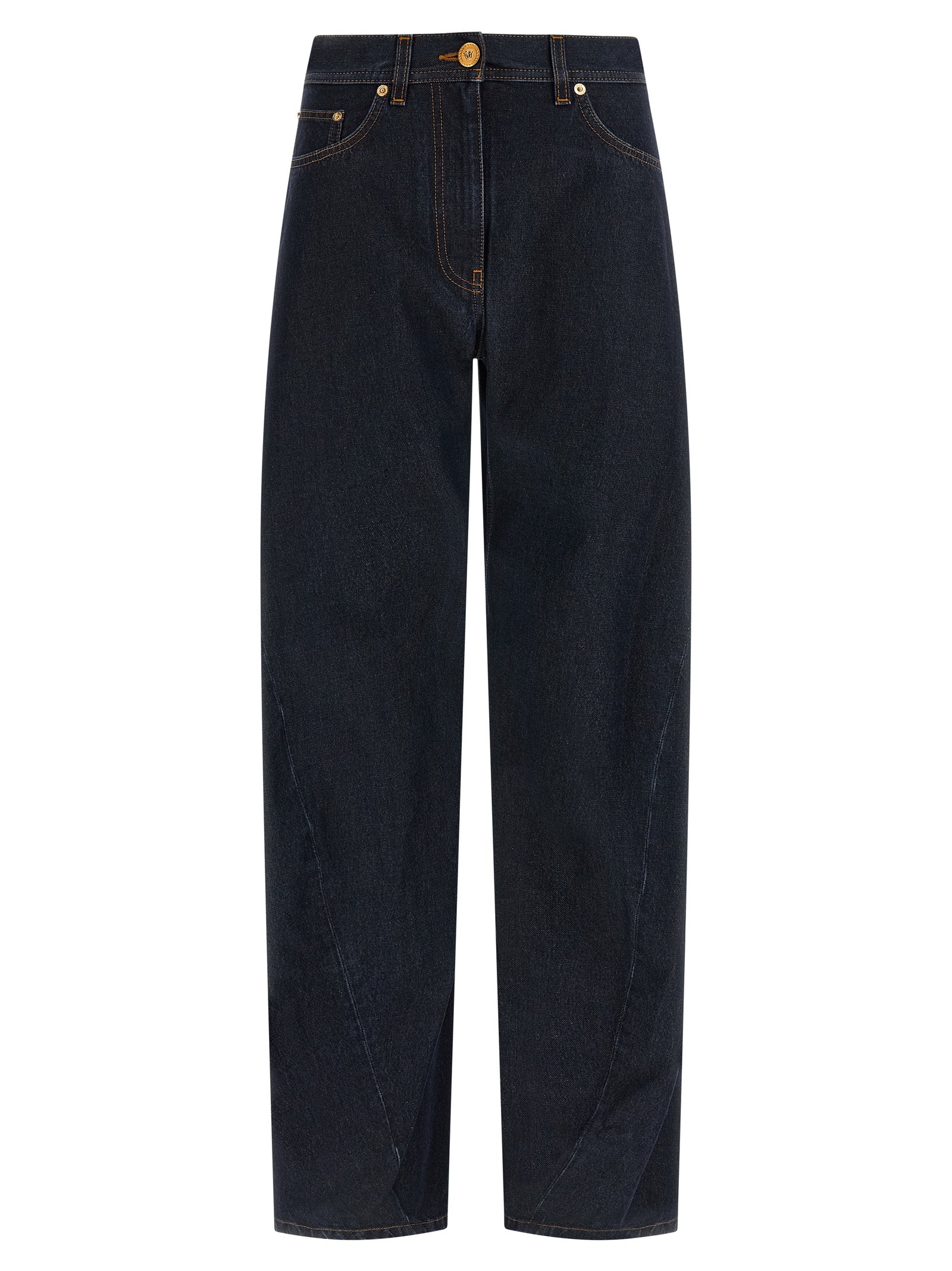 Versace Blue Cotton High-Waisted Jean