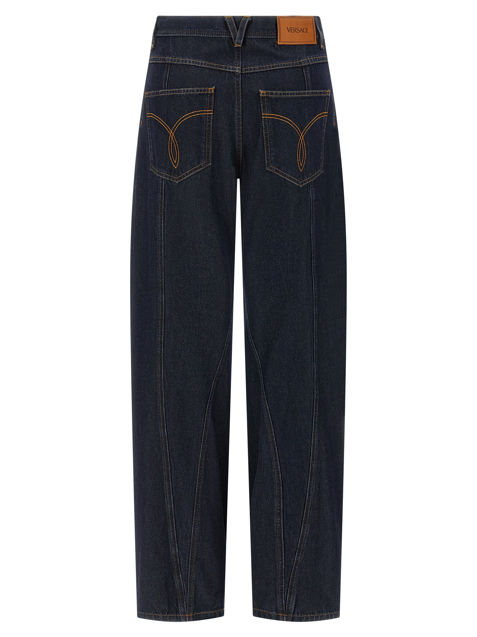 Versace Blue Cotton High-Waisted Jean