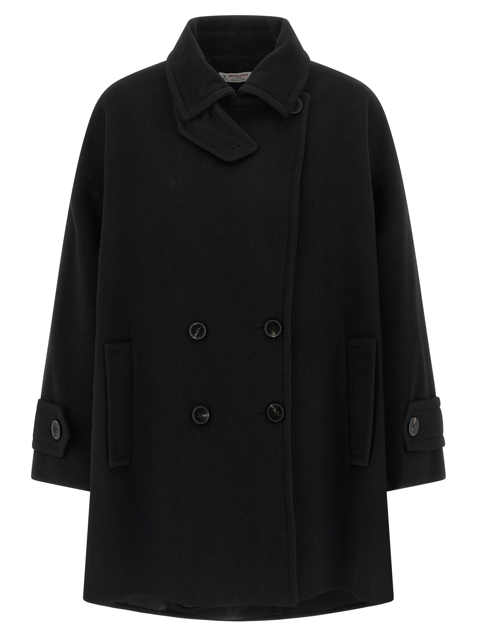 Alberto Biani Black Virgin Wool Coat