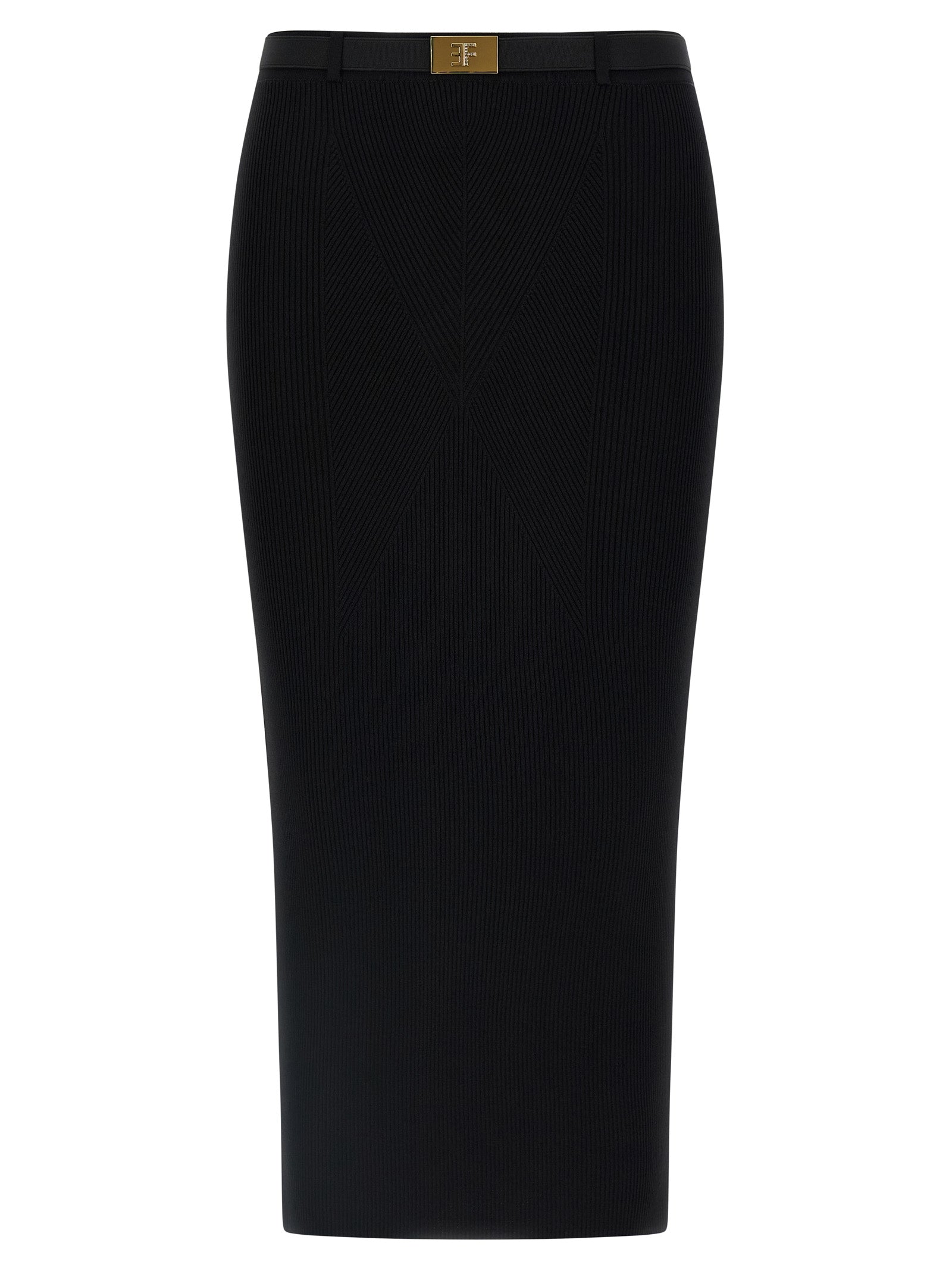 Elisabetta Franchi Black Viscose Midi Skirt