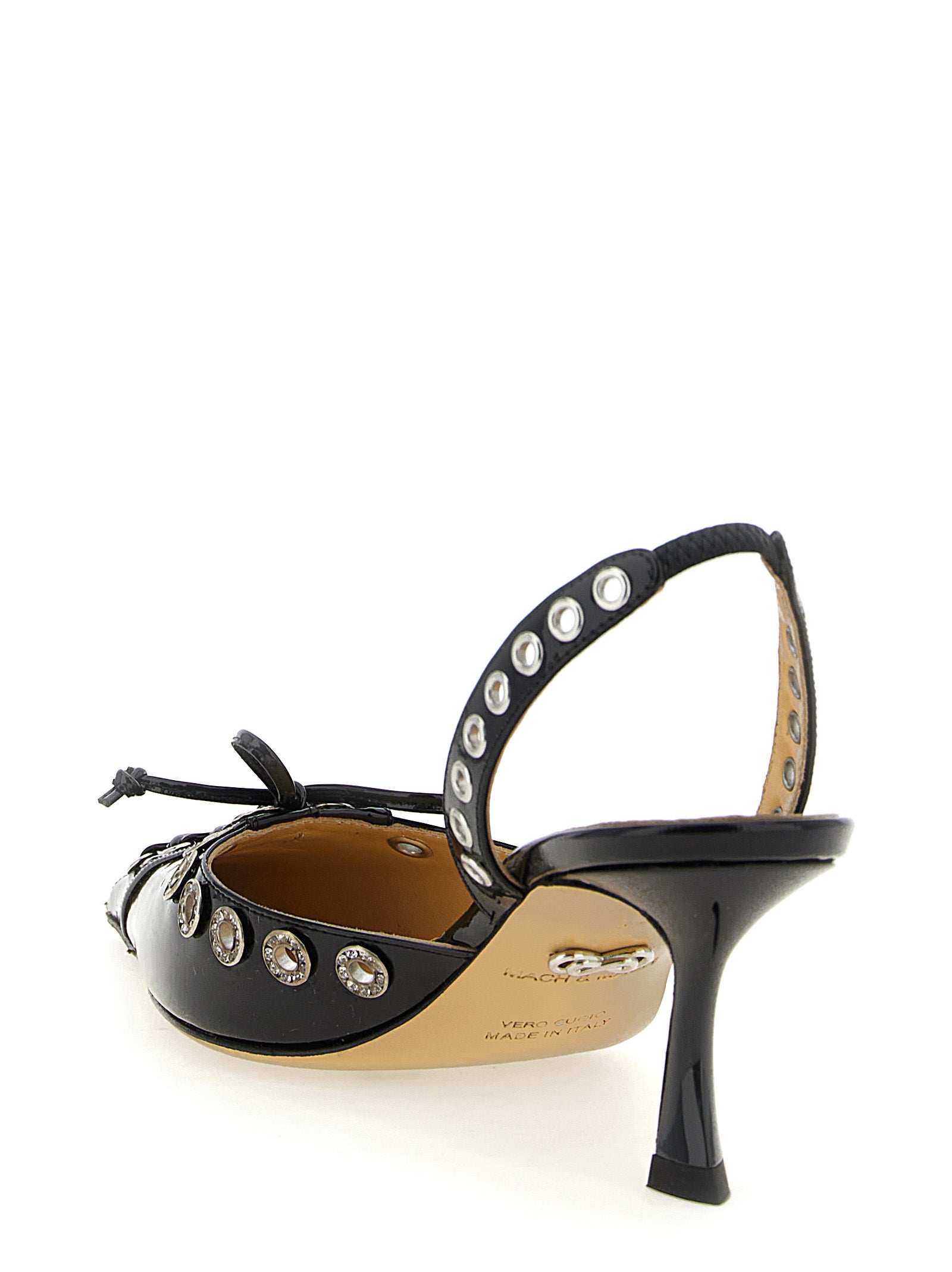 MACH & MACH Black Calfskin Mid Heel Pumps