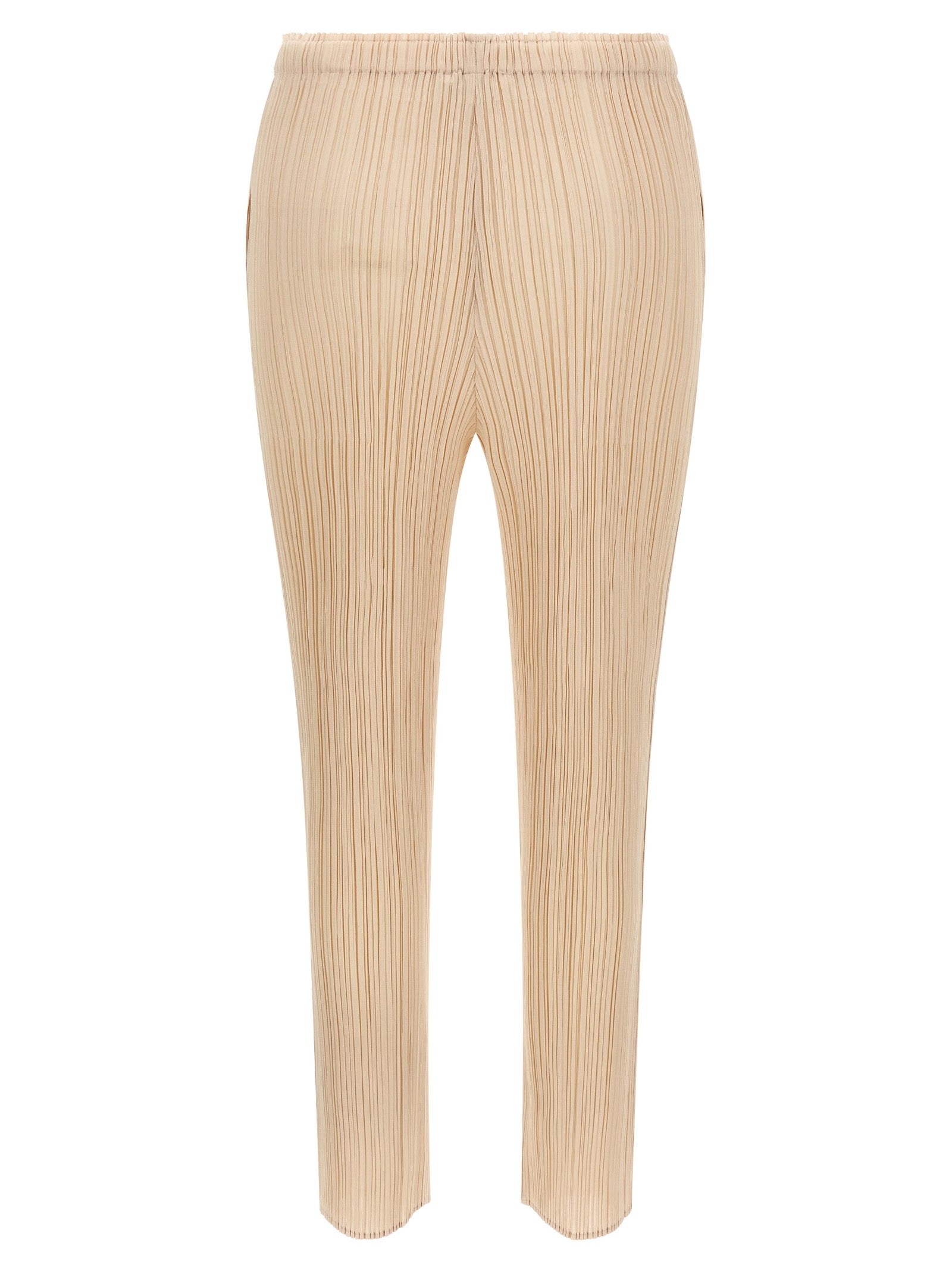 PLEATS PLEASE ISSEY MIYAKE Beige Polyester Casual Pants