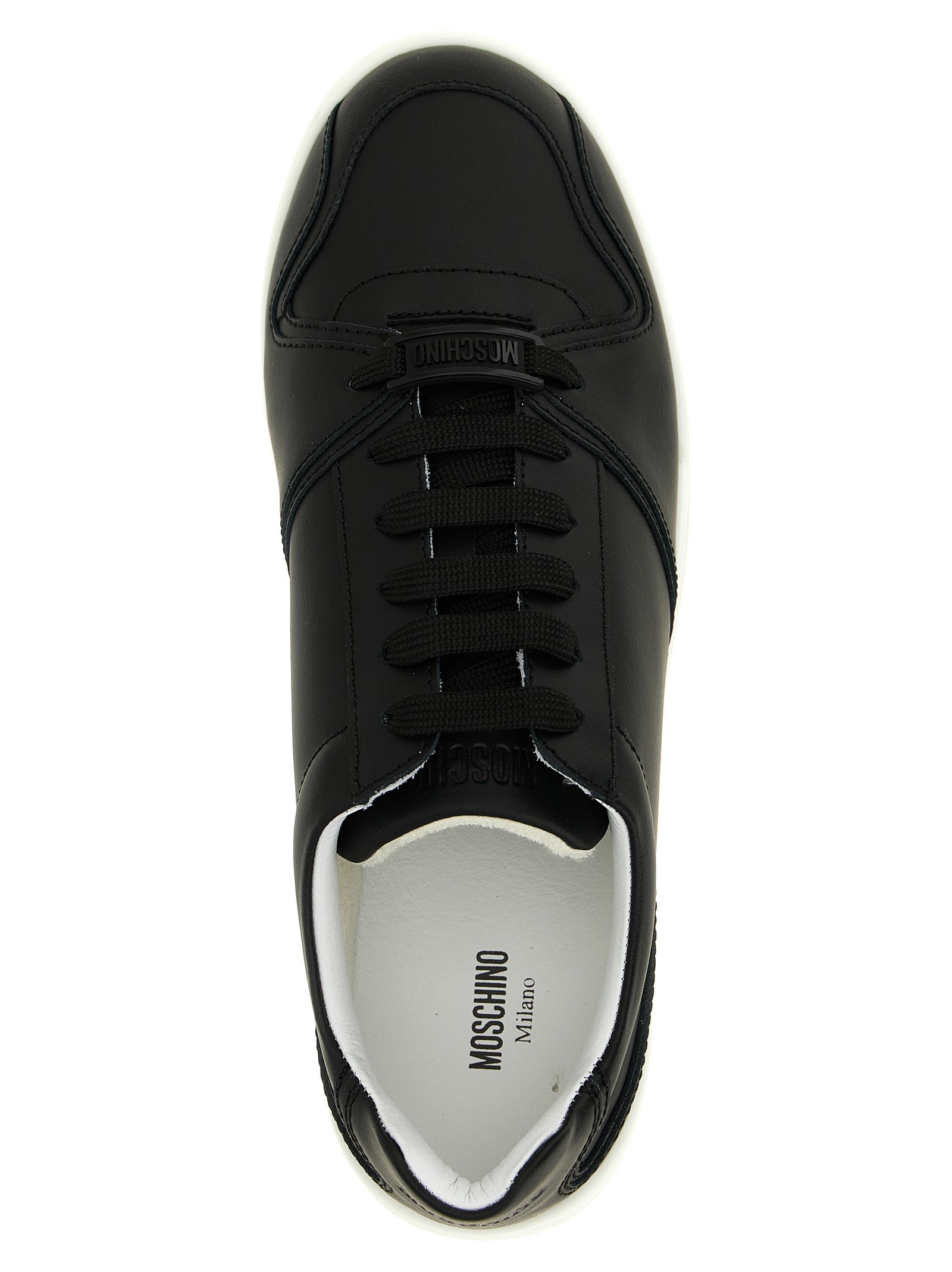 Moschino Black Leather Low Top Sneakers