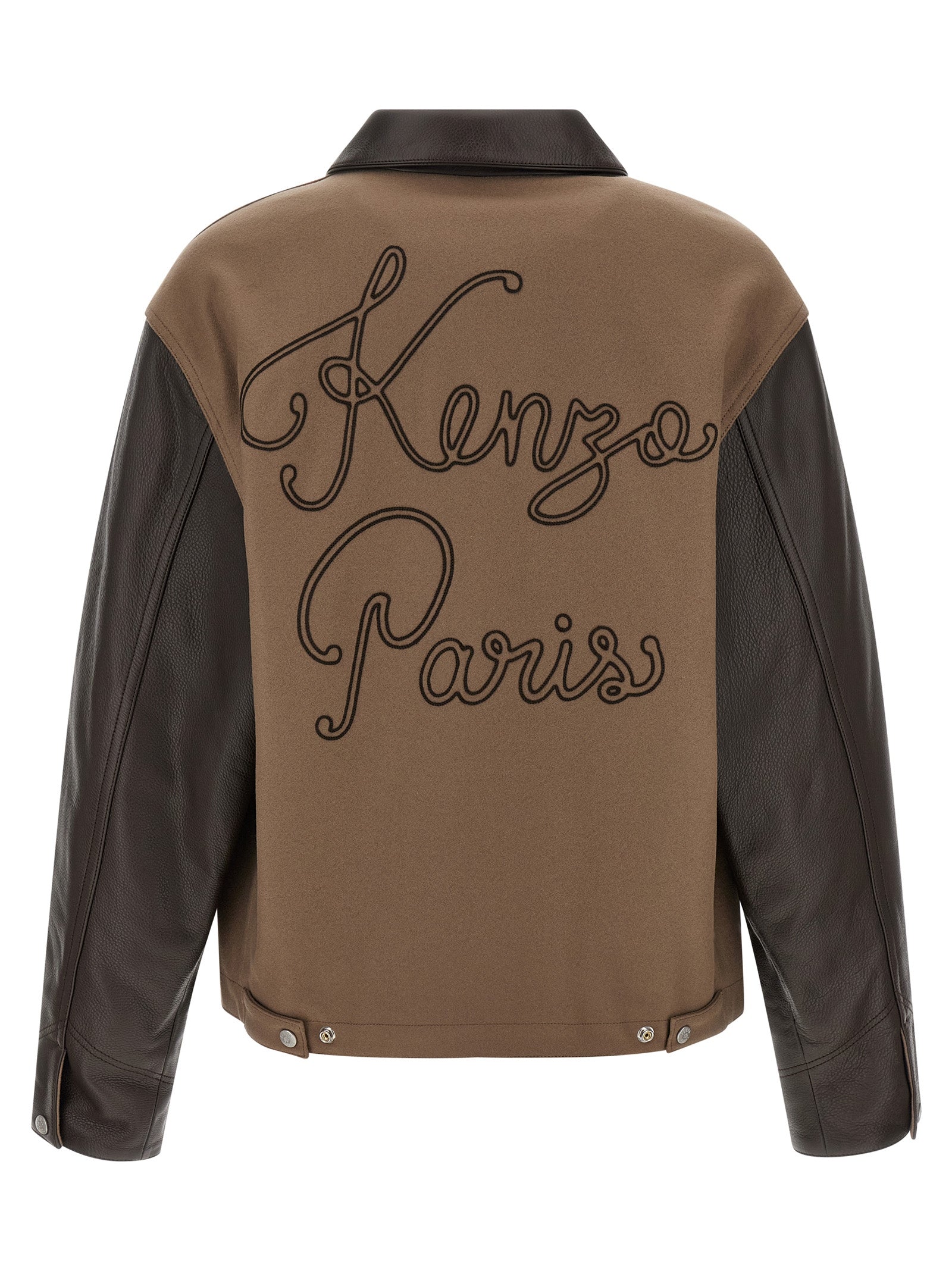 Kenzo Brown Virgin Wool Leather Jacket