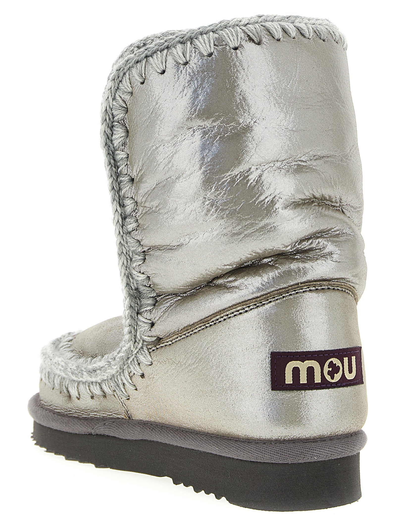 Mou Silver Lambskin Ankle Boots