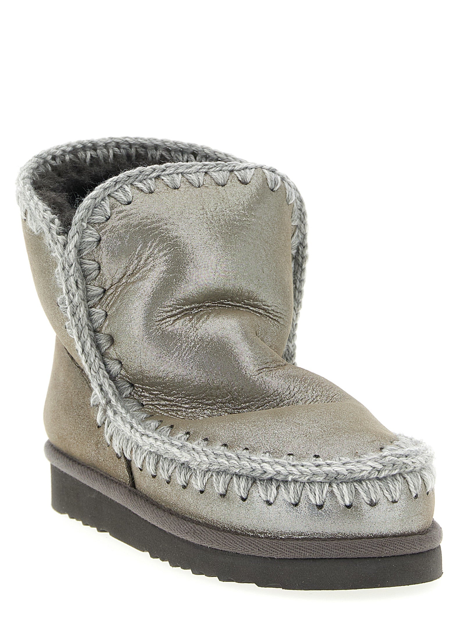 Mou Silver Lambskin Ankle Boots