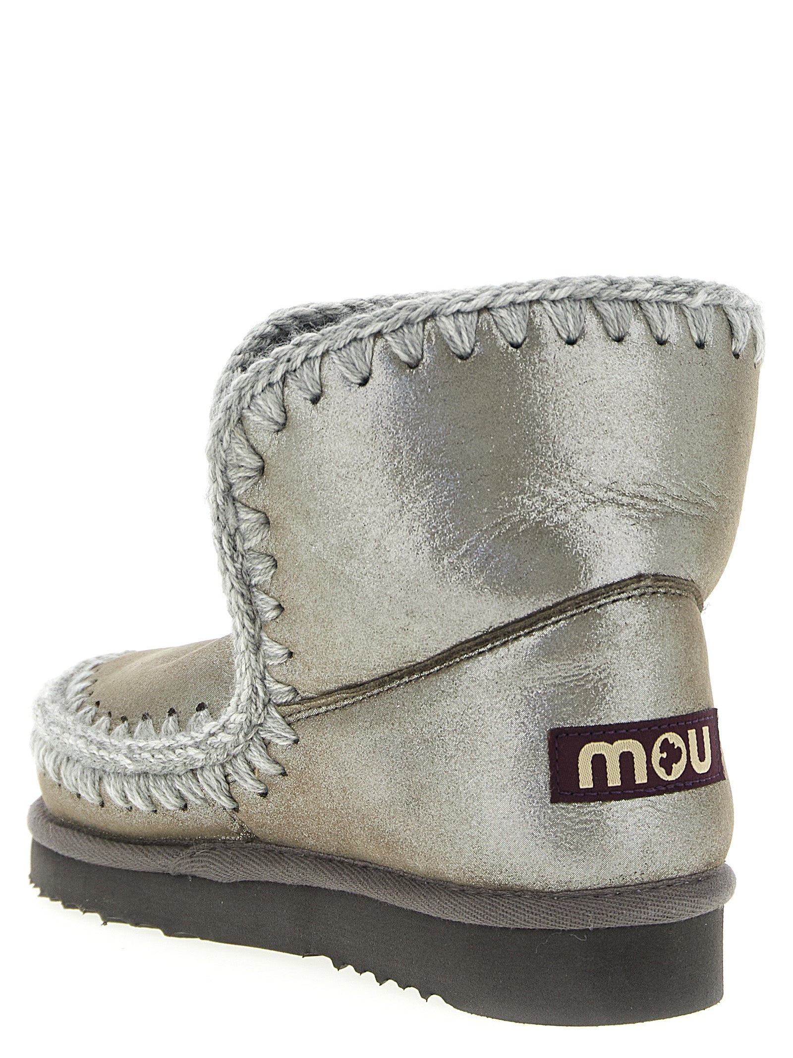 Mou Silver Lambskin Ankle Boots