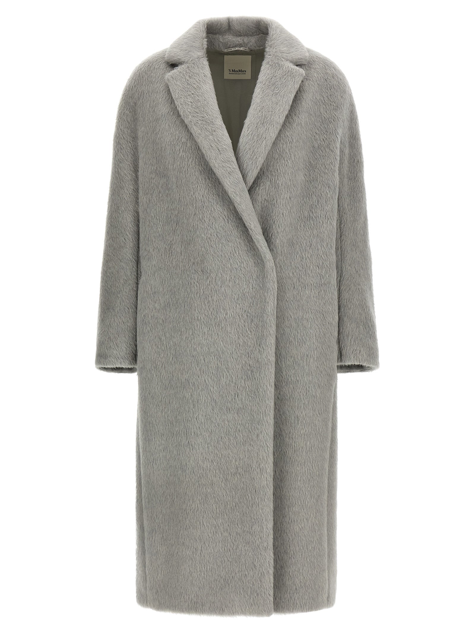 'S Max Mara Gray Alpaca Leather Coat