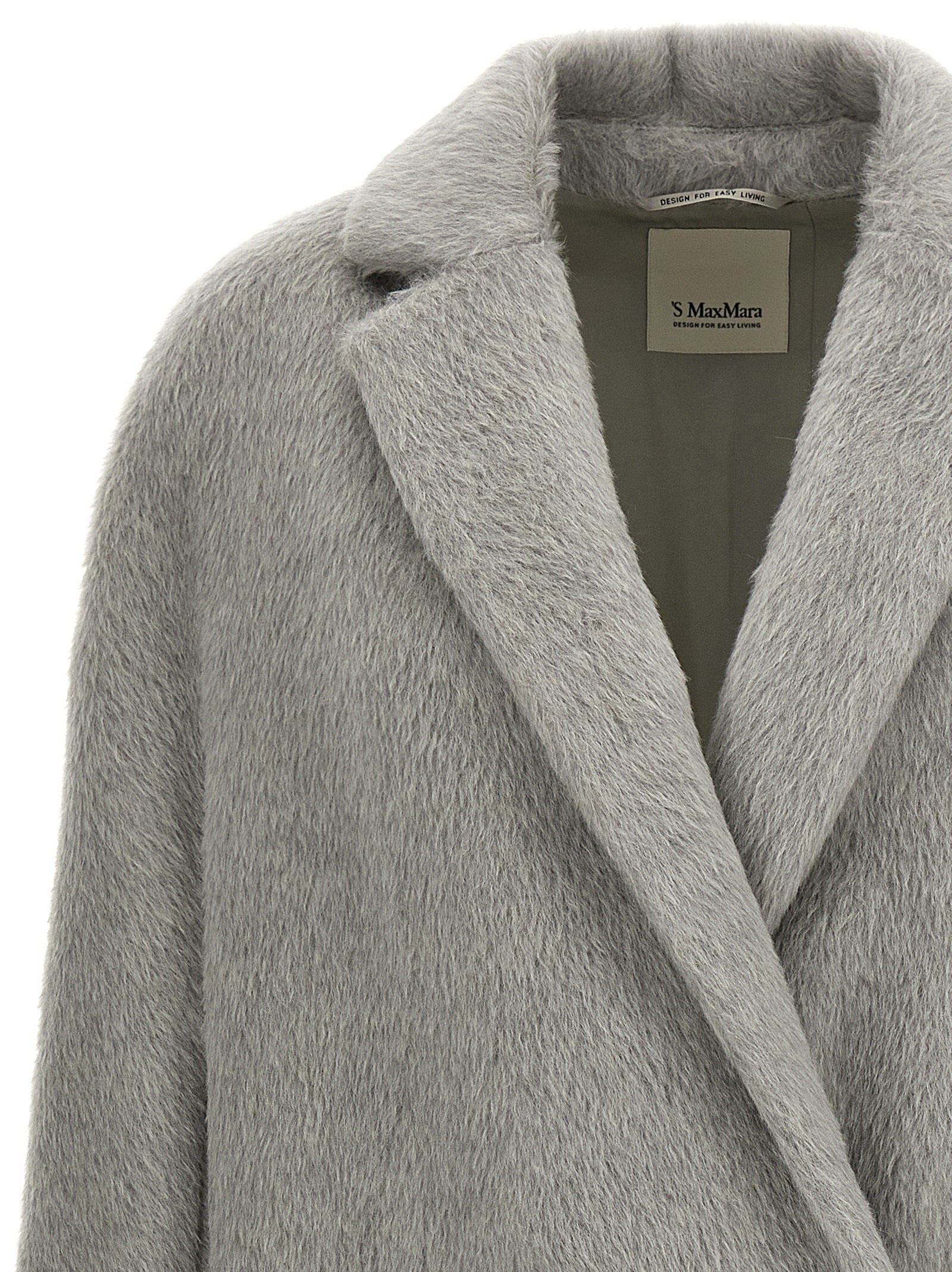 'S Max Mara Gray Alpaca Leather Coat