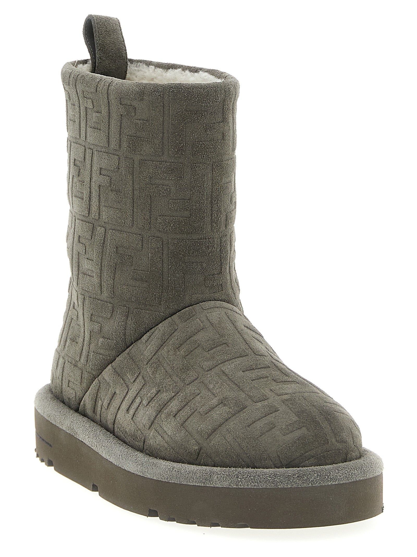 Fendi Gray Calfskin Ankle Boots
