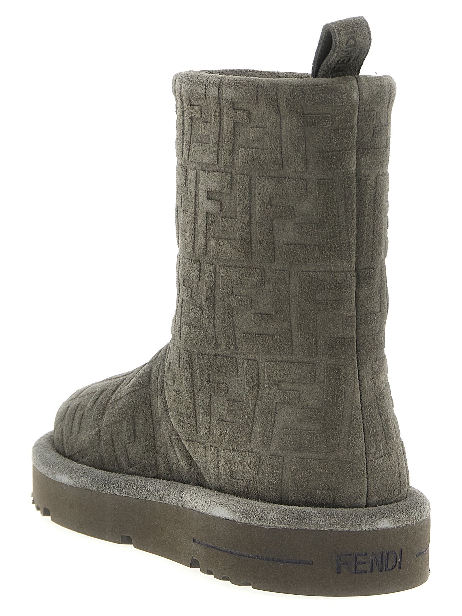 Fendi Gray Calfskin Ankle Boots