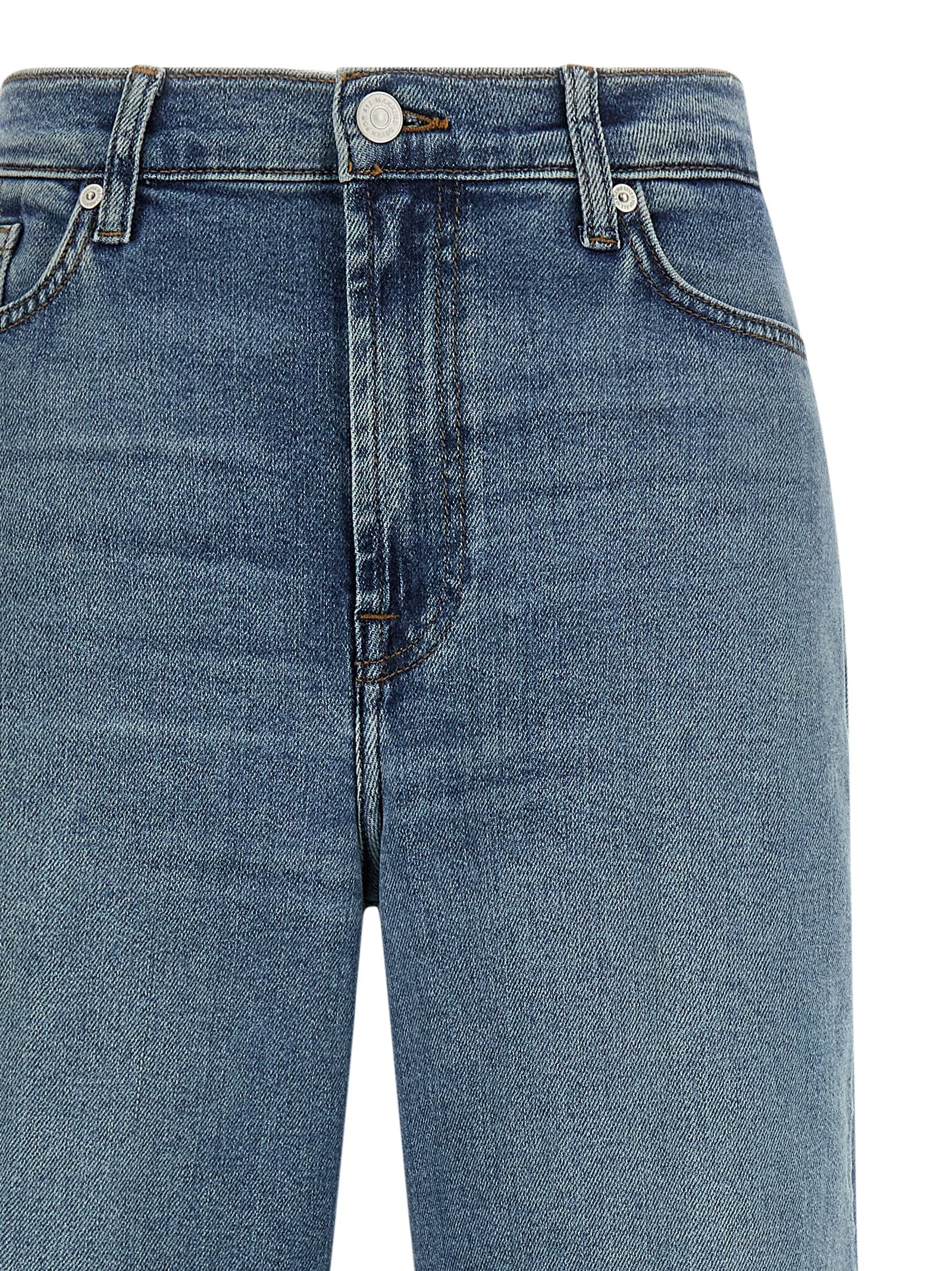 7 For All Mankind Blue Cotton Straight-Leg Jeans