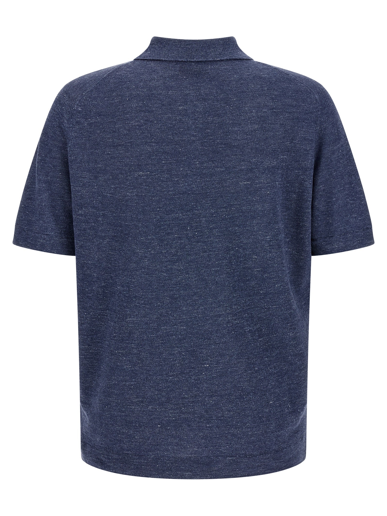 Brunello Cucinelli Blue Linen Polo Shirt