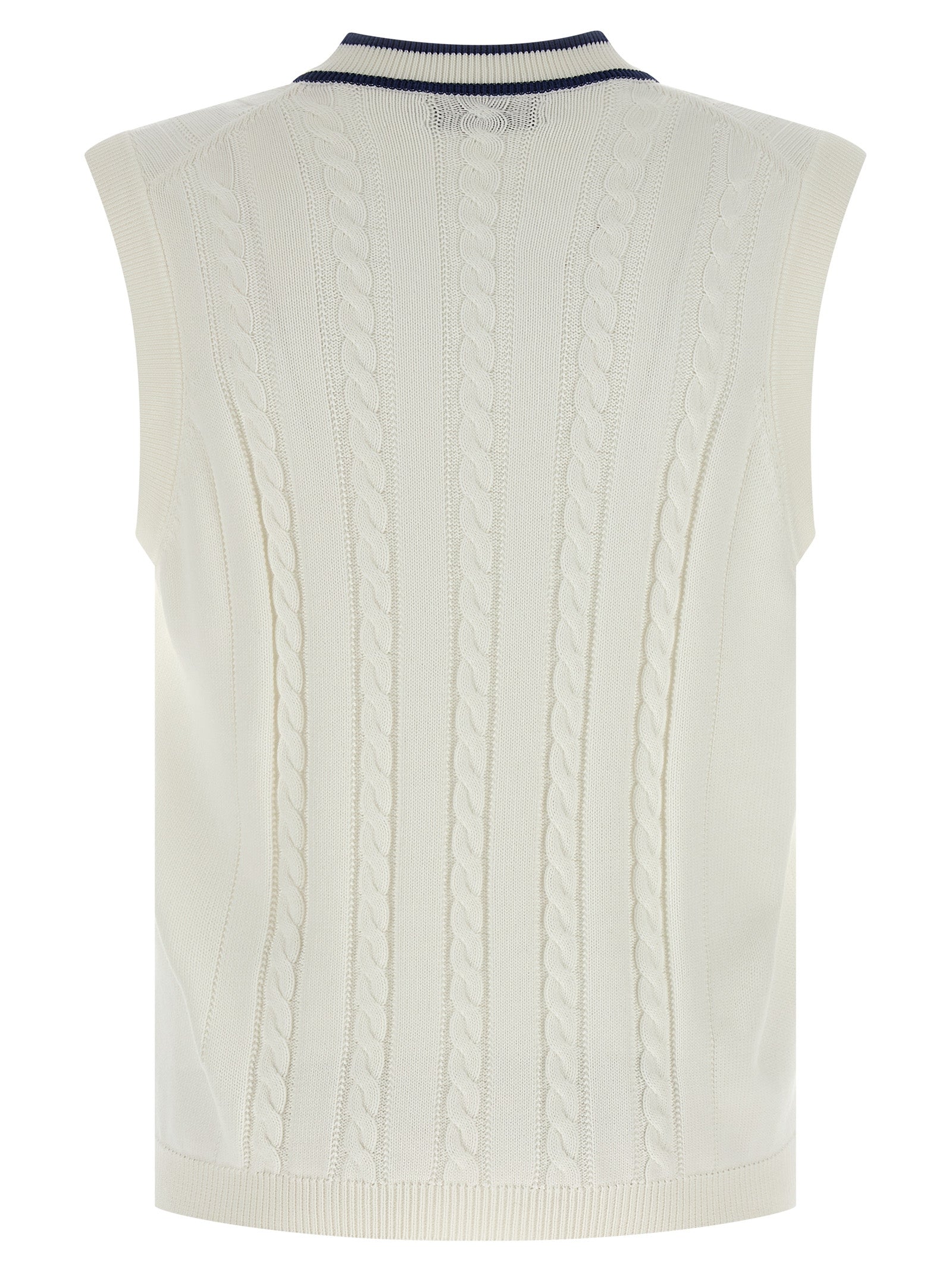 Brunello Cucinelli White Cotton Sleeveles Sweater