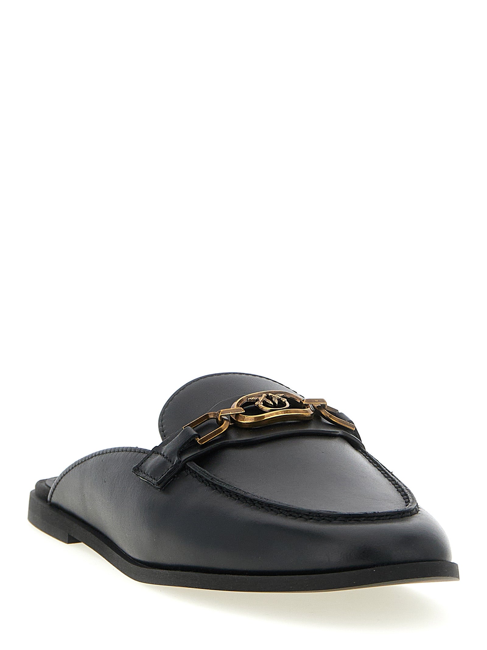 PINKO Black Calfskin Slides
