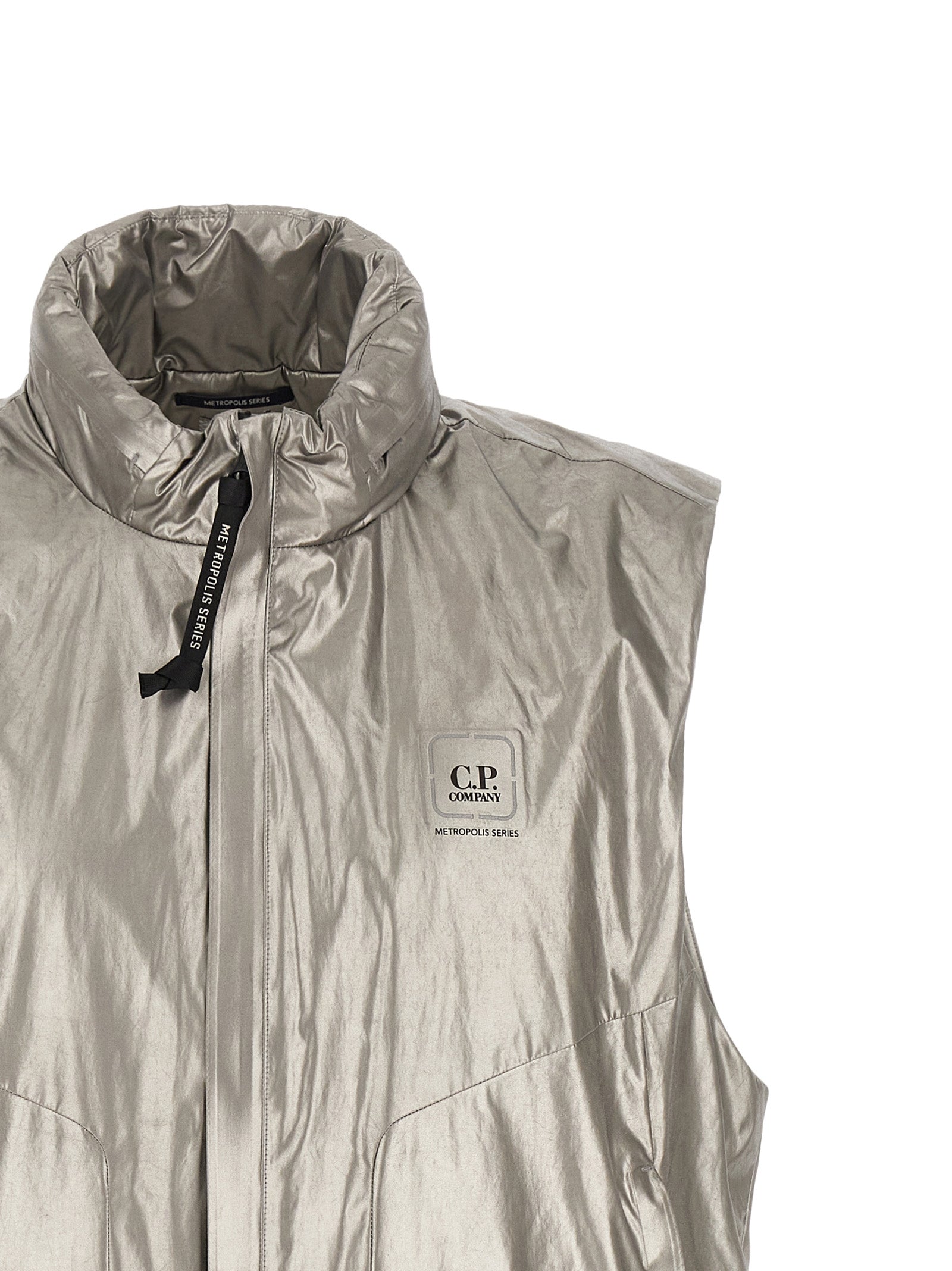 C.P. Company Silver Polyester Sleeveless Jacket