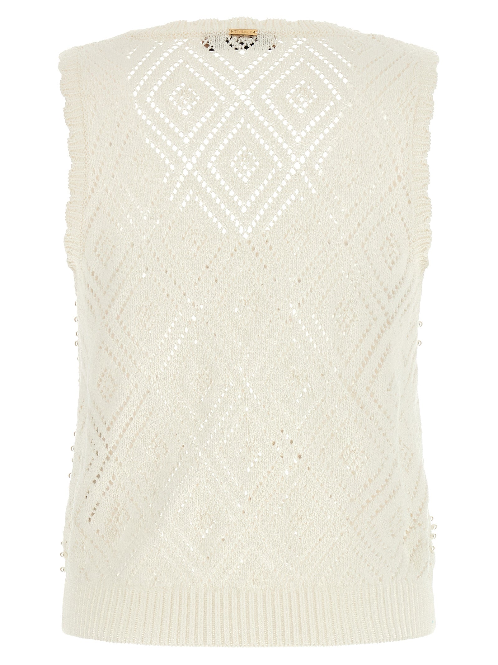 Twinset White Cotton Sleeveles T-Shirt