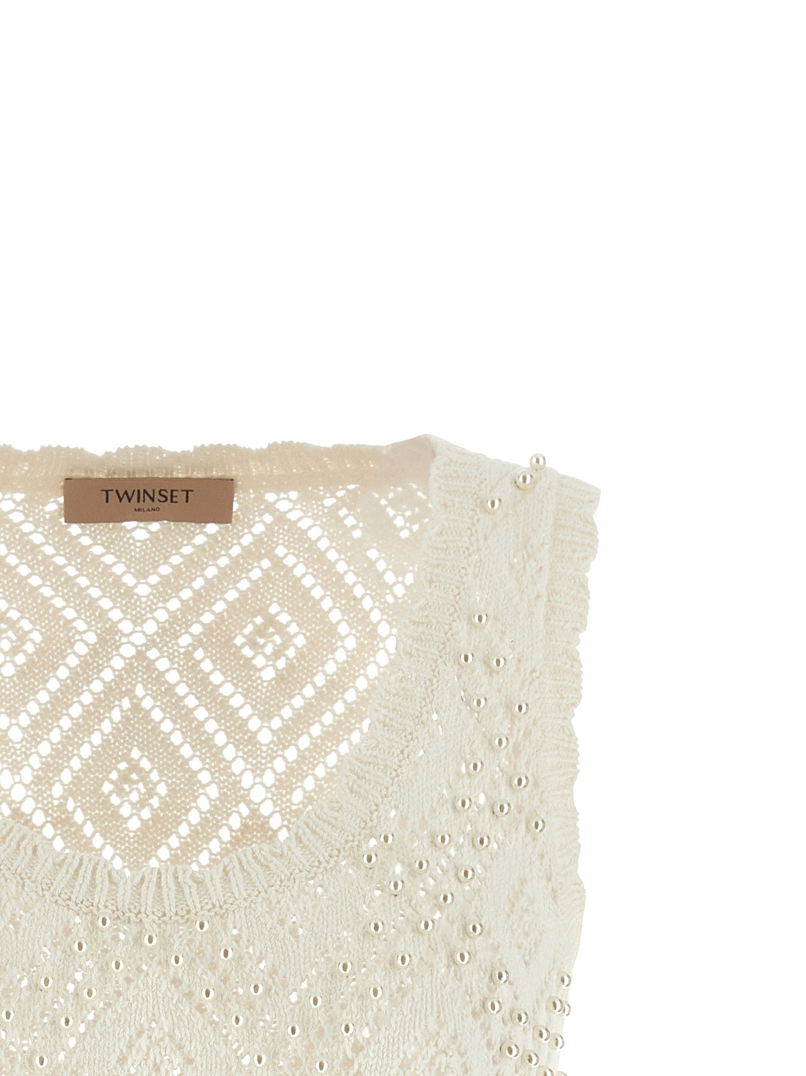 Twinset White Cotton Sleeveles T-Shirt