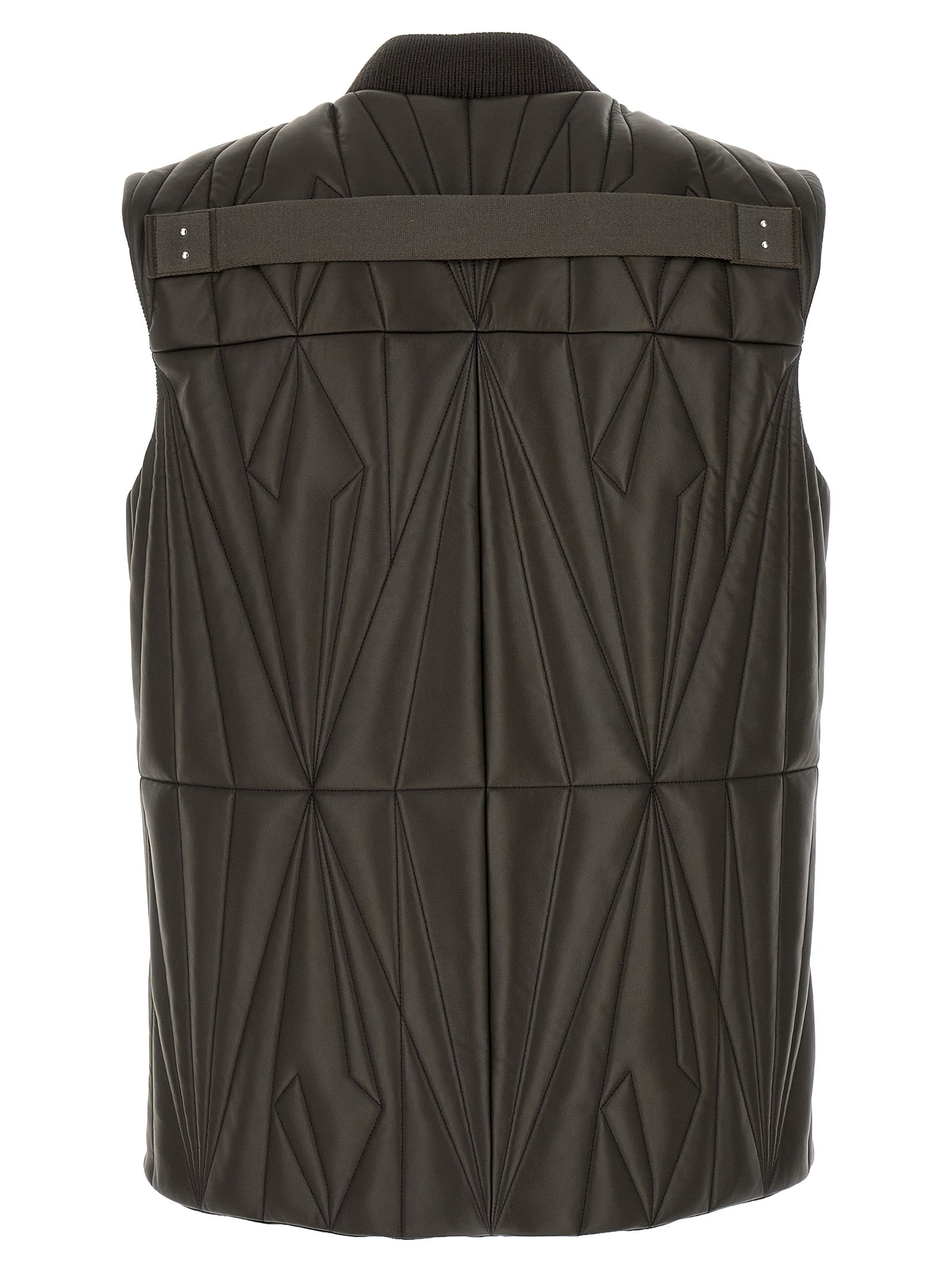 Rick Owens Brown Lamb Leather Sleeveless Jacket