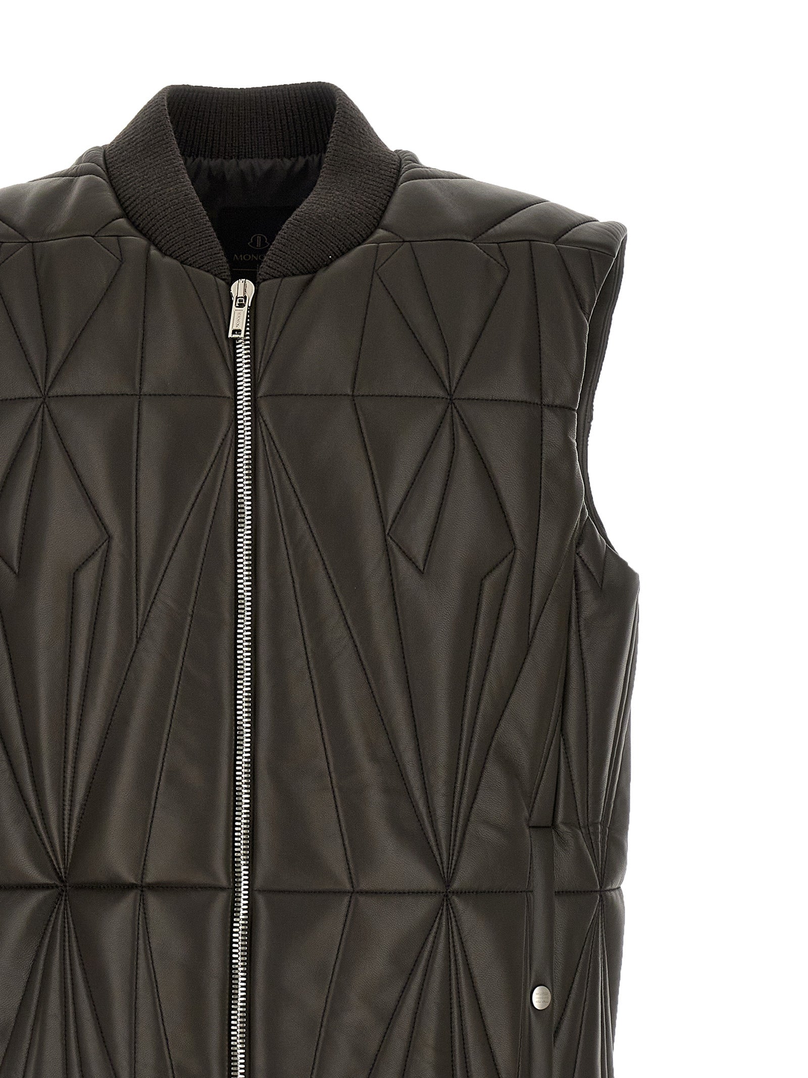 Rick Owens Brown Lamb Leather Sleeveless Jacket