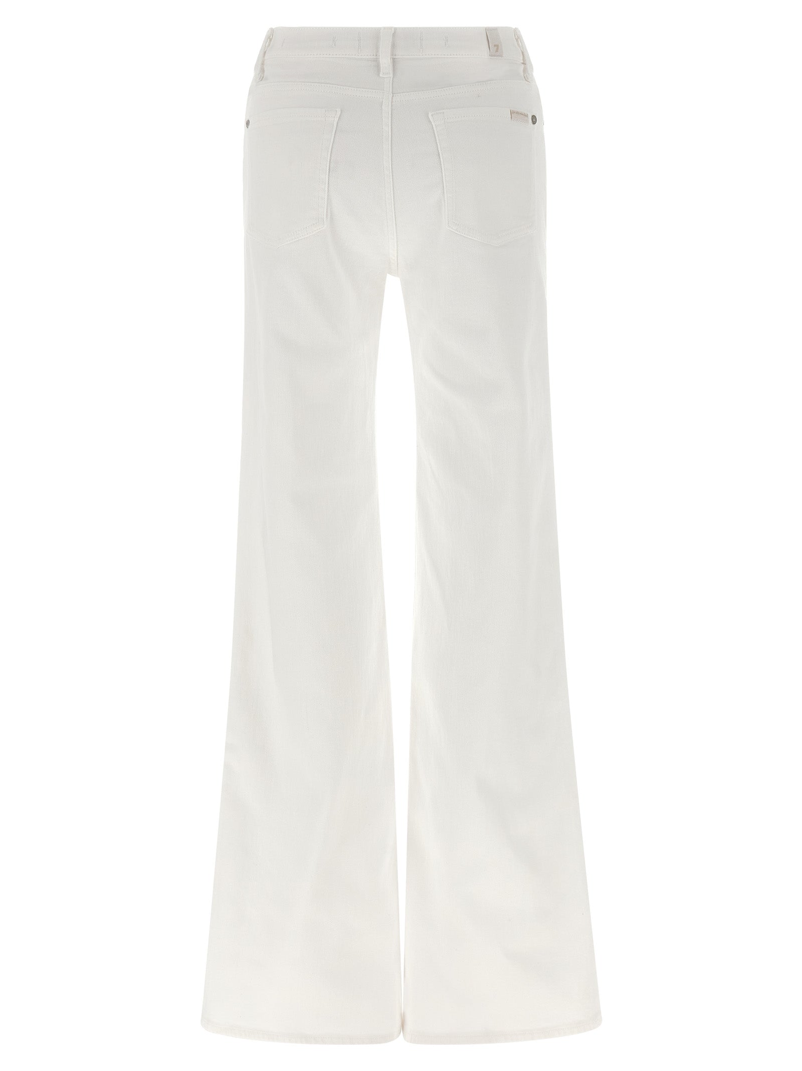 7 For All Mankind White Cotton Flared Jeans