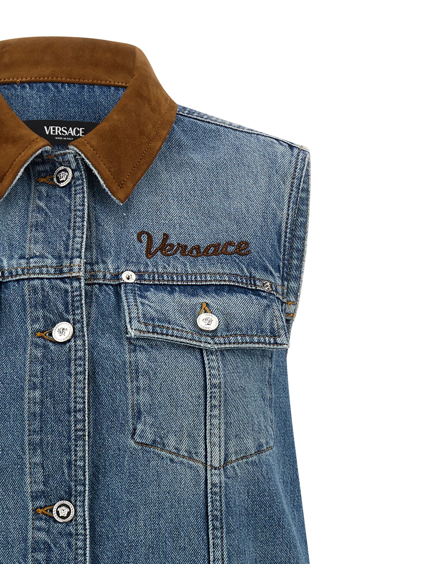 Versace Blue Cotton Short Dress