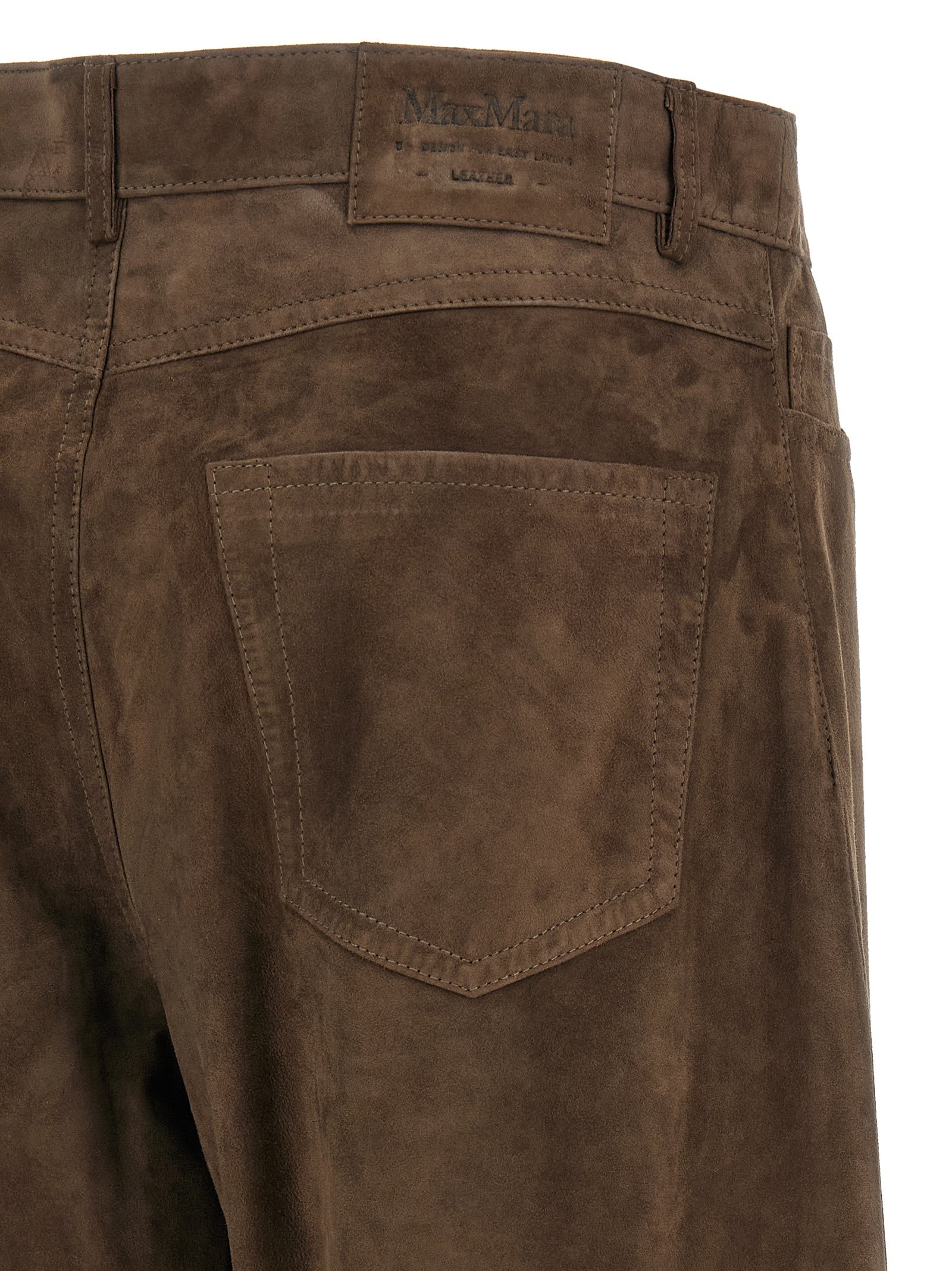 'S Max Mara Brown Lamb Leather Casual Pants