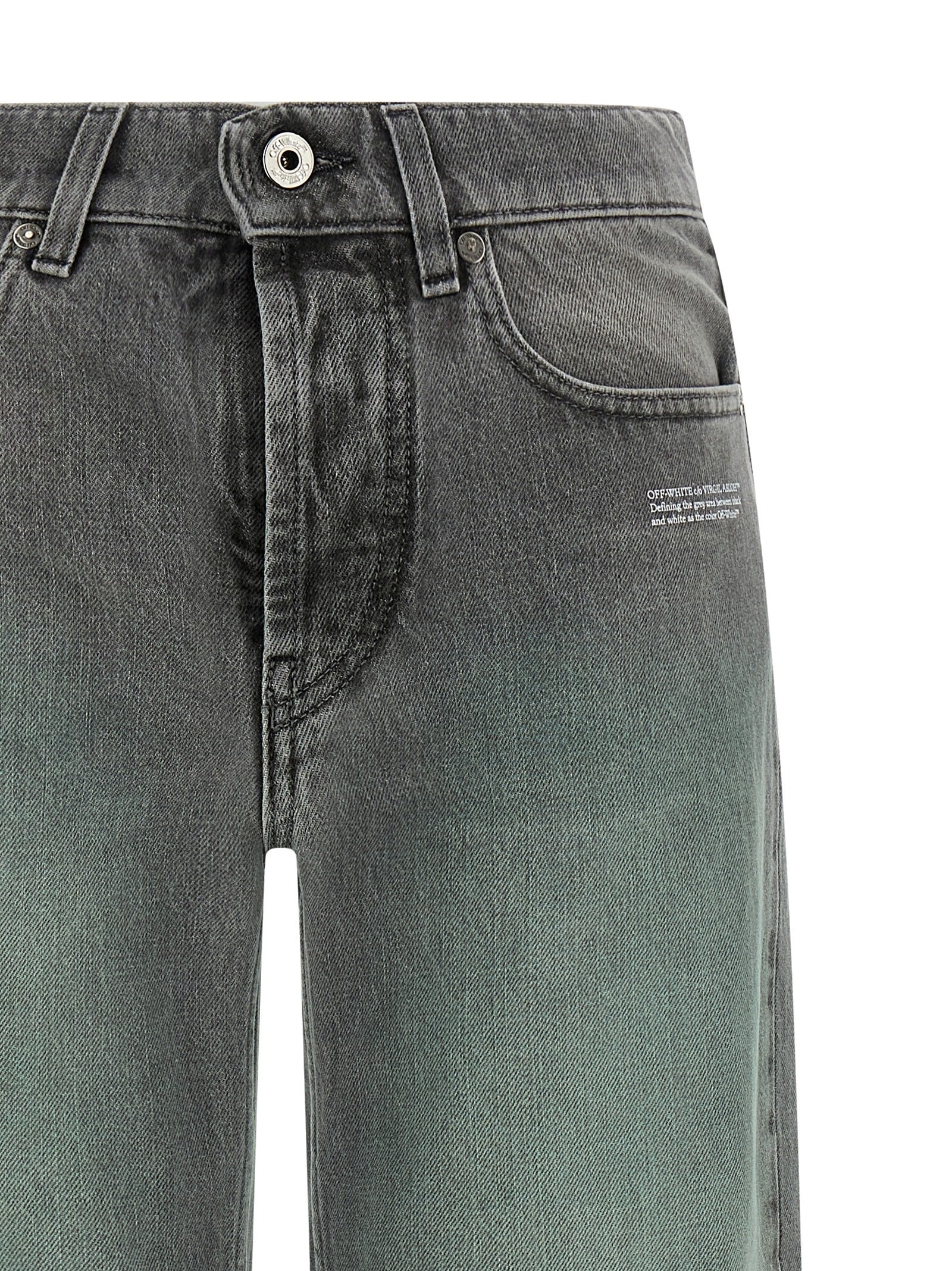 Off-White Gray Cotton Jeans Denim