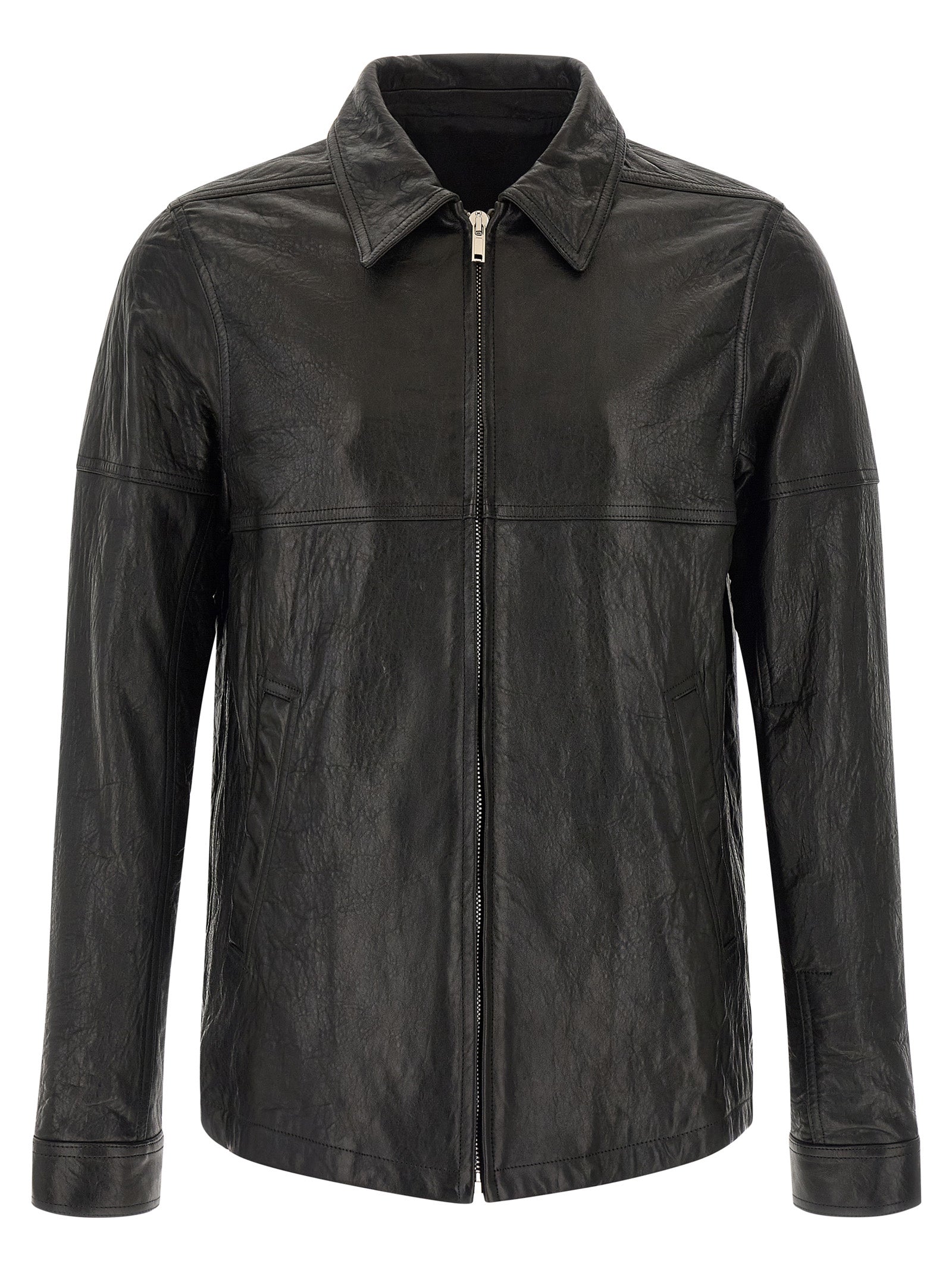 Rick Owens Black Lamb Leather Leather Jacket