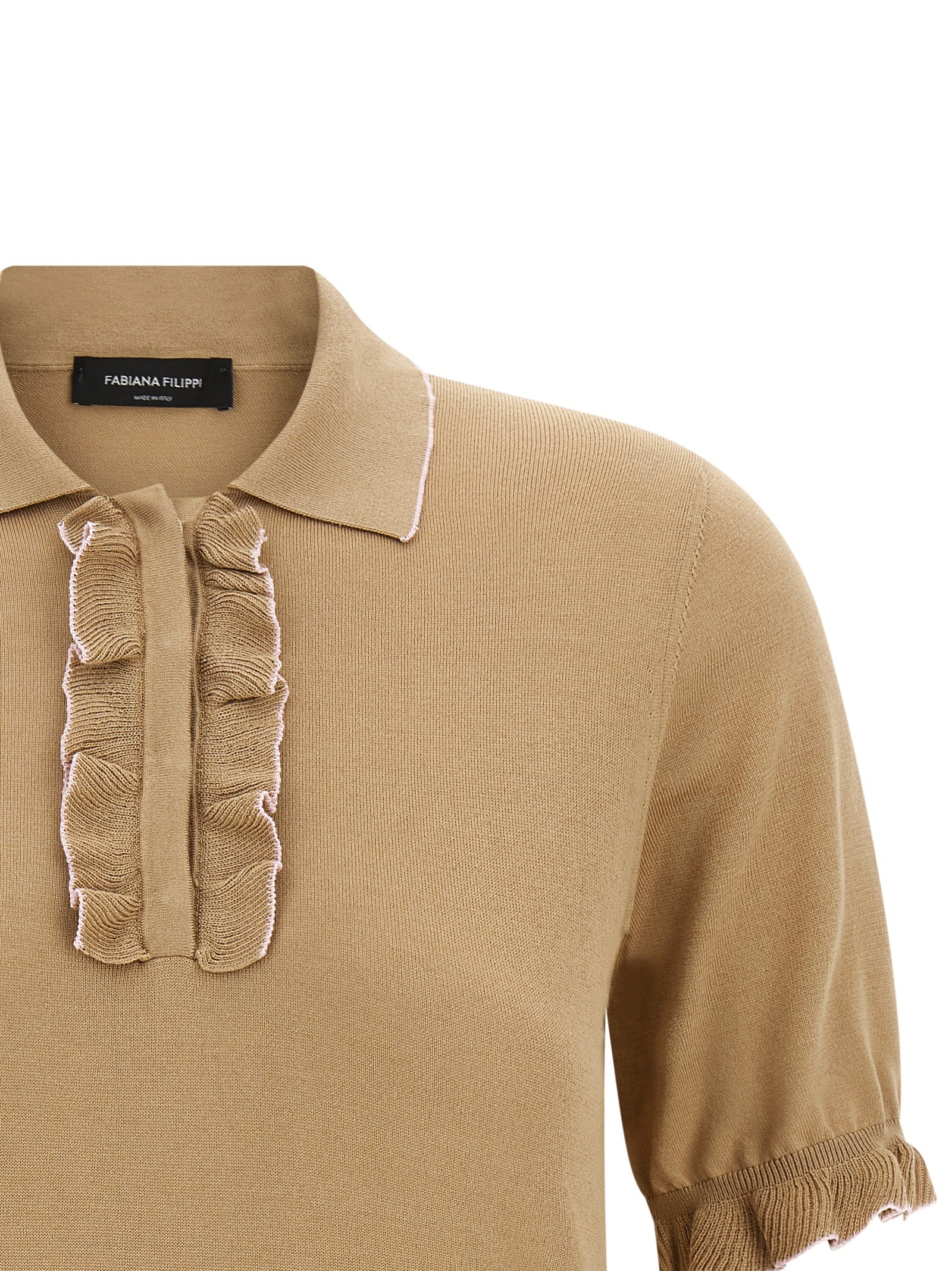 Fabiana Filippi Beige Silk Polo Shirt