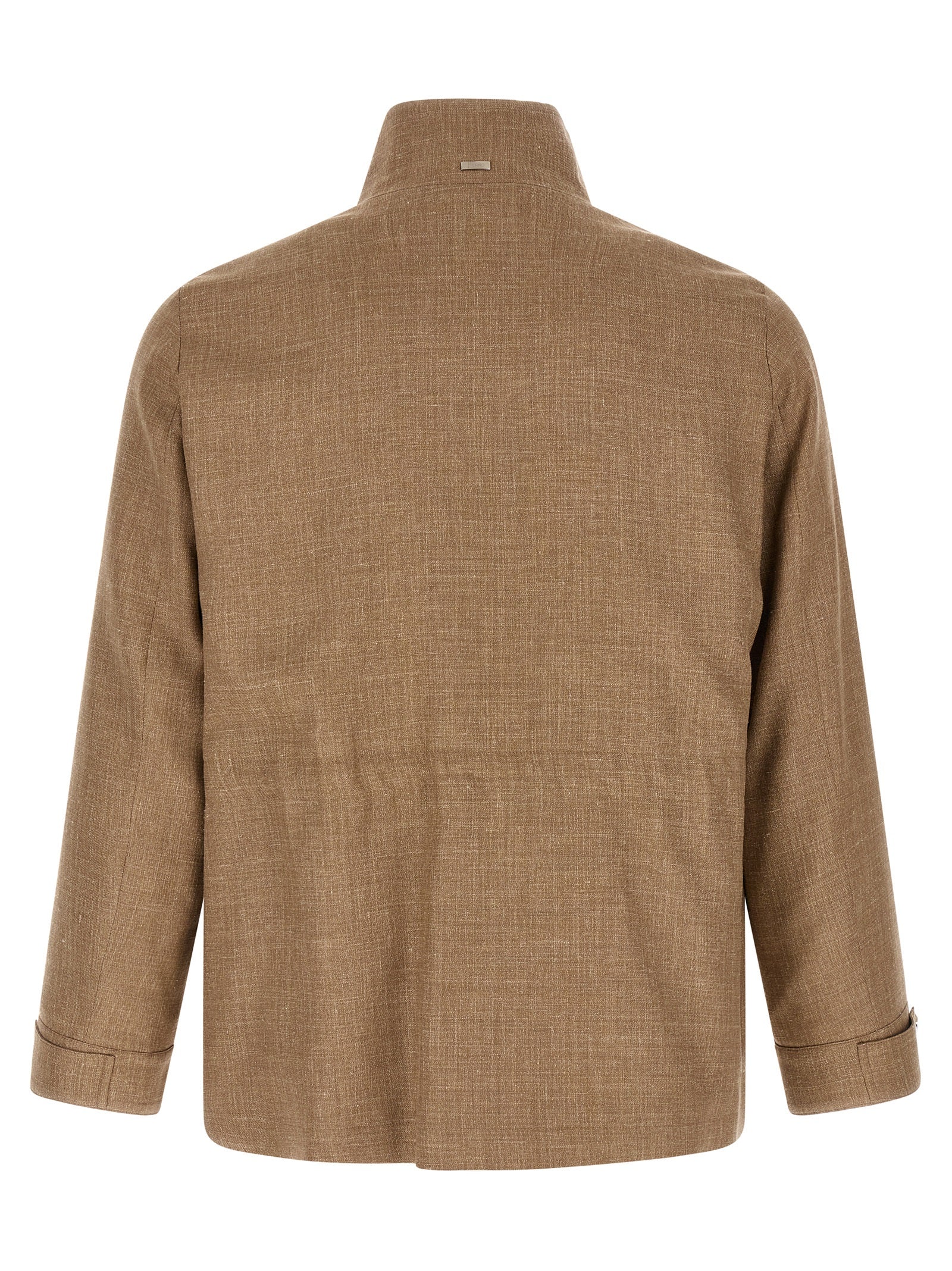 Herno Beige Wool Full-Length Jacket