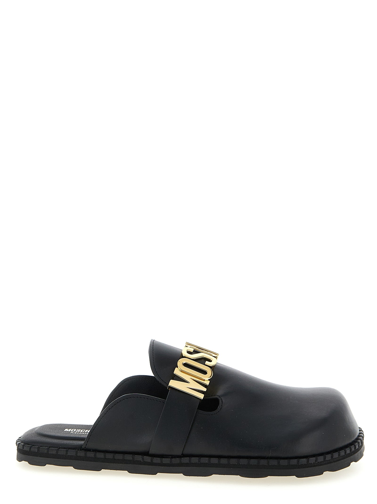Moschino Black Calfskin Clogs