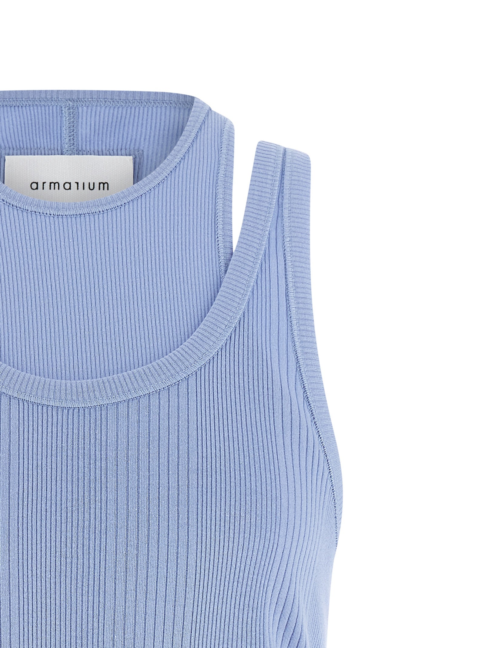 Armarium Blue Cotton Sleeveles T-Shirt