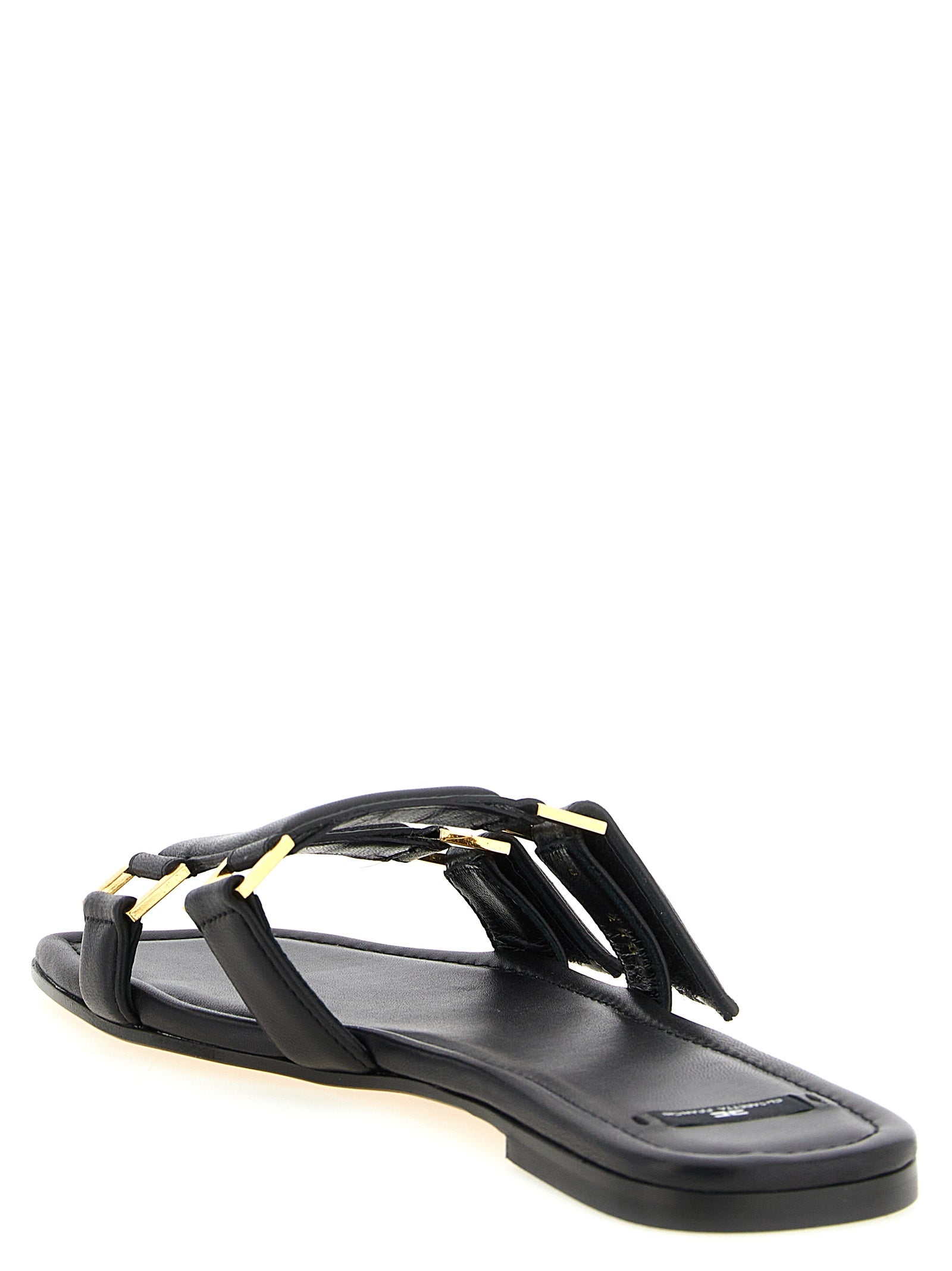 Elisabetta Franchi Black Lambskin Slides