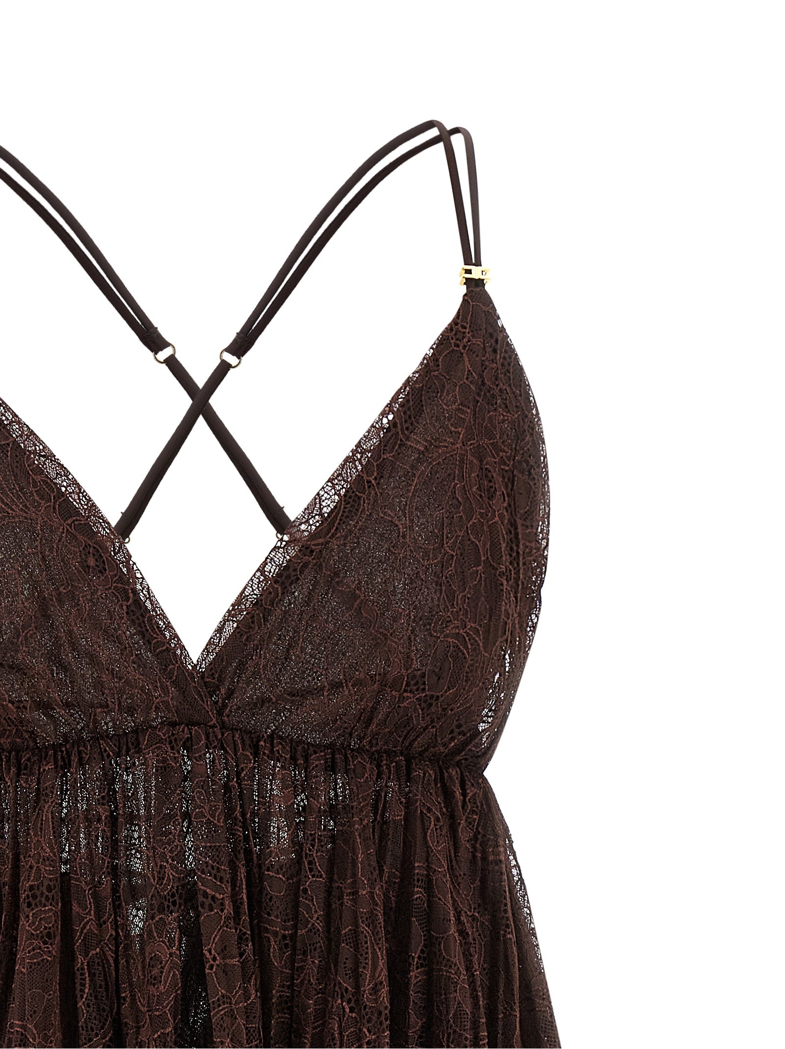 Elisabetta Franchi Brown Polyamide Short Dress