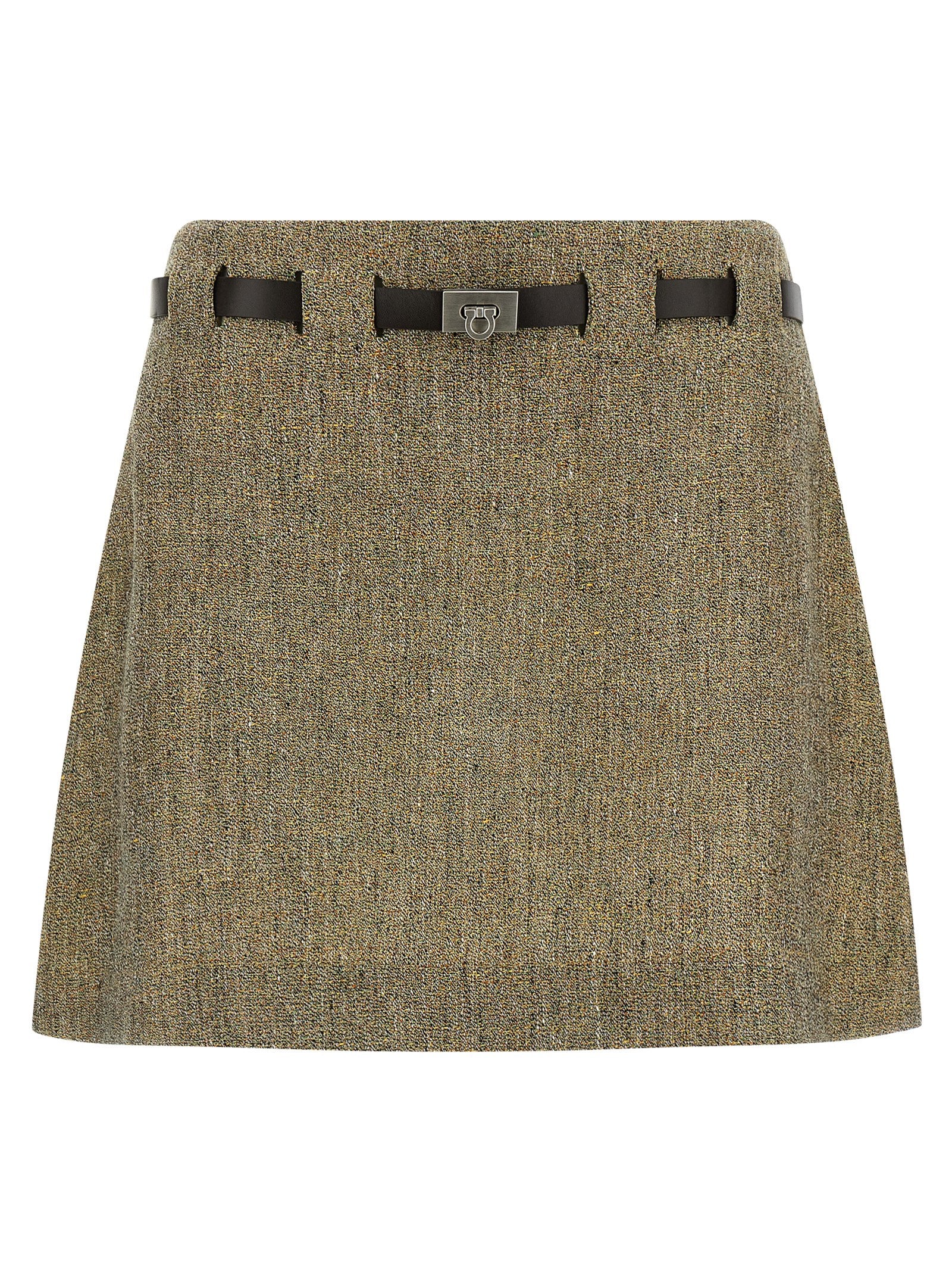 Ferragamo Multicolor Linen Long Skirt