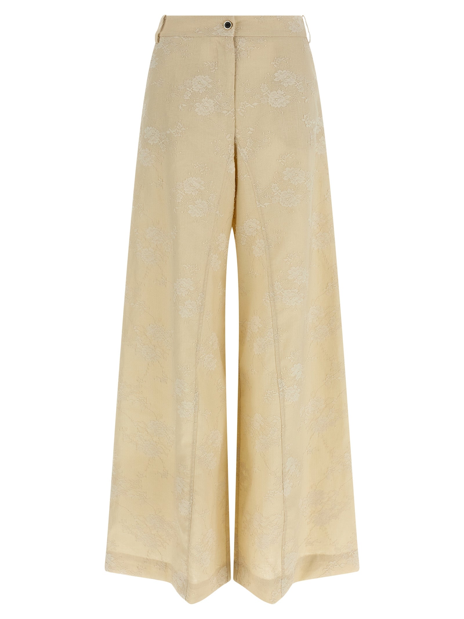 PINKO Beige Linen Flared Pants