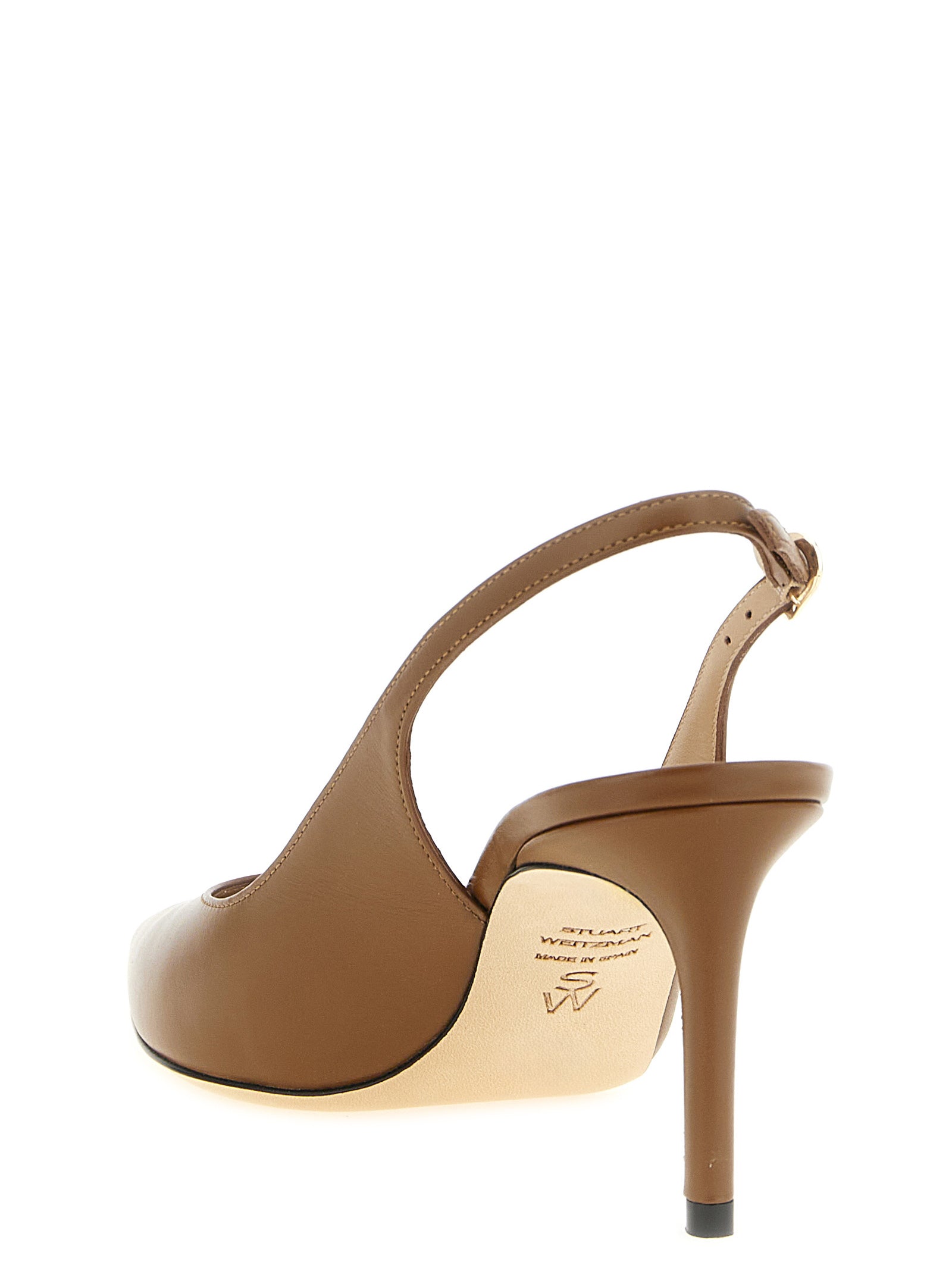 Stuart Weitzman Brown Calfskin Mid Heel Pumps