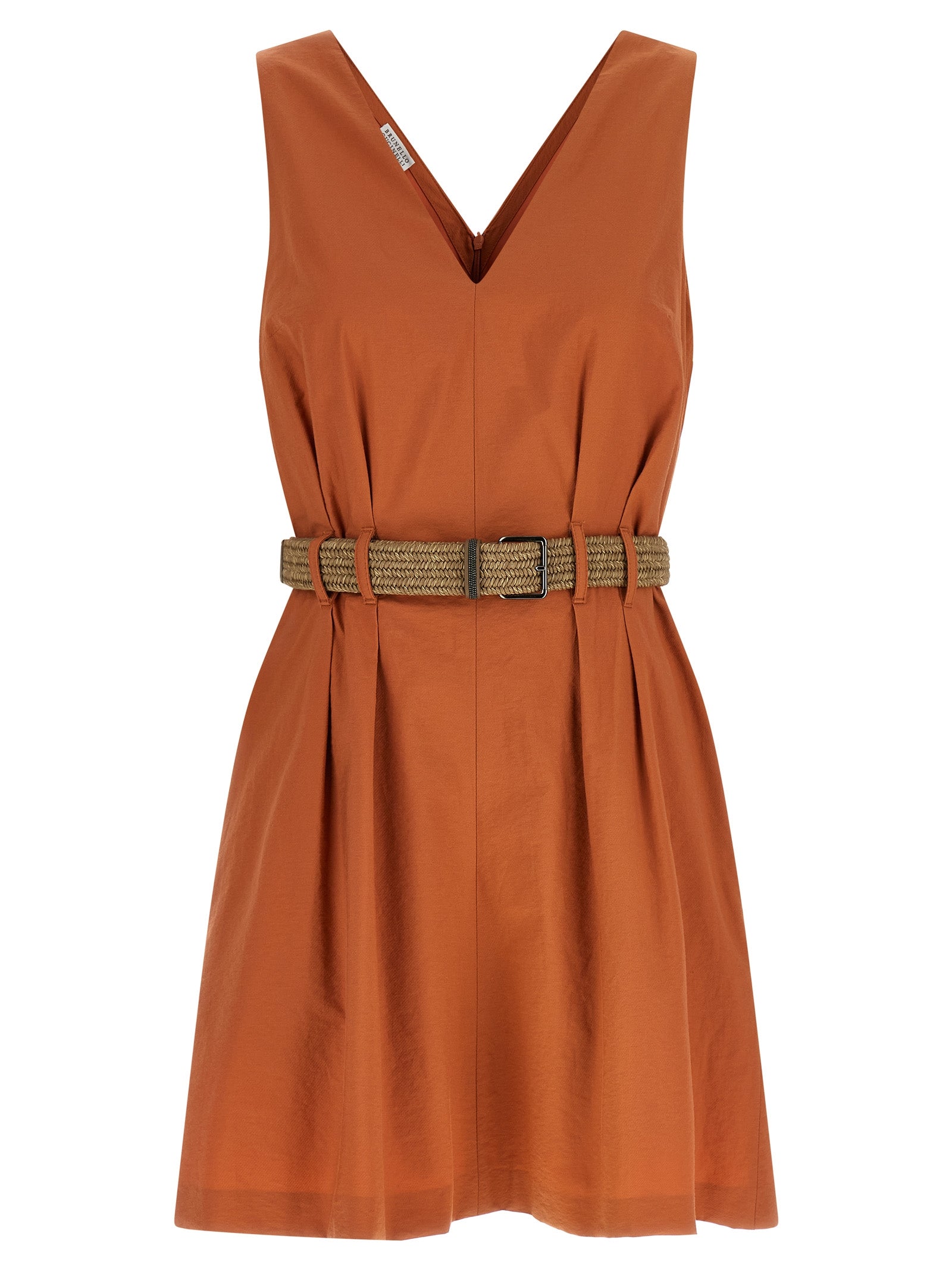 Brunello Cucinelli Orange Cotton Short Dress
